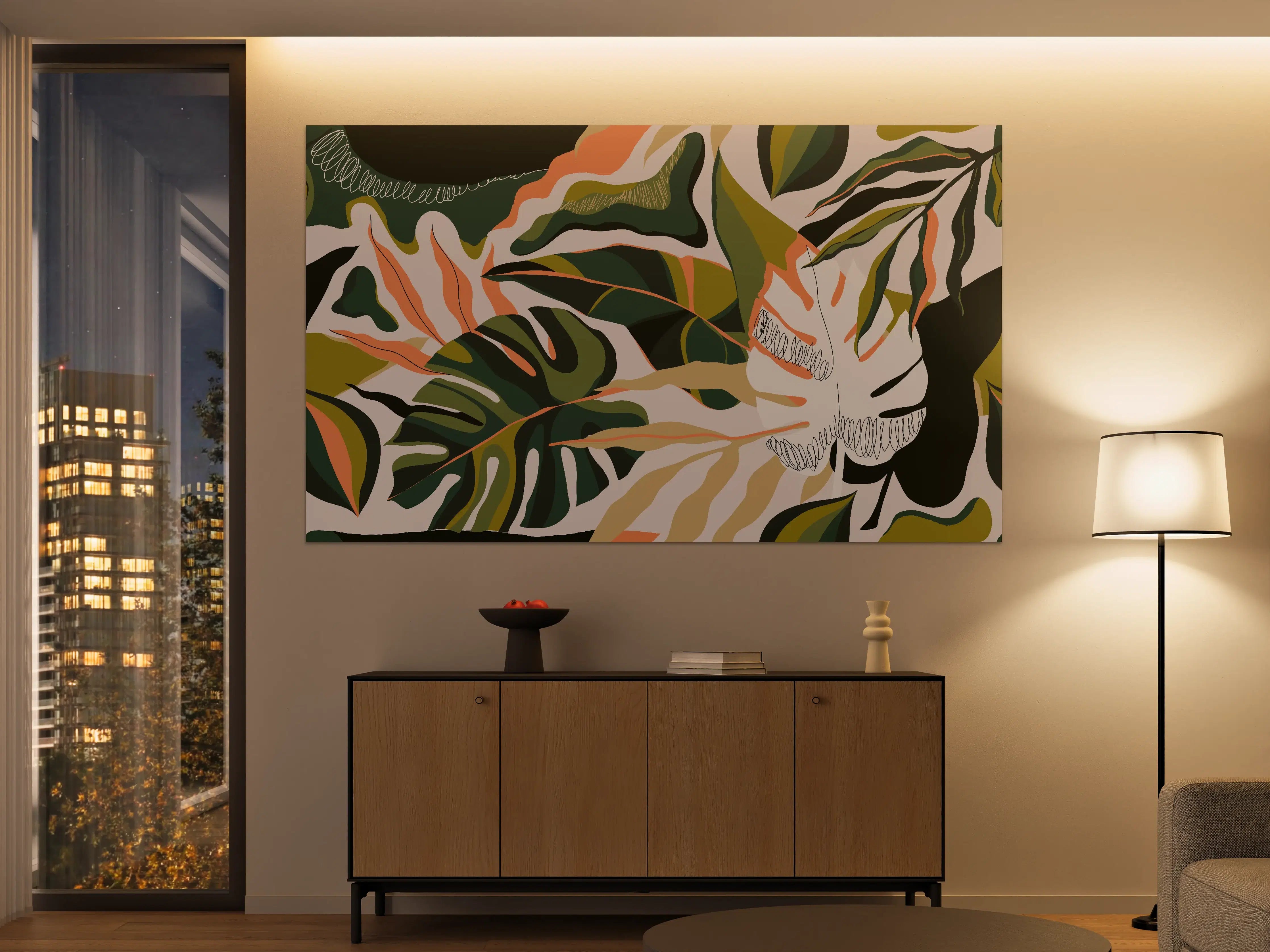 Große Wandbilder - Monstera Tropic Blattmuster