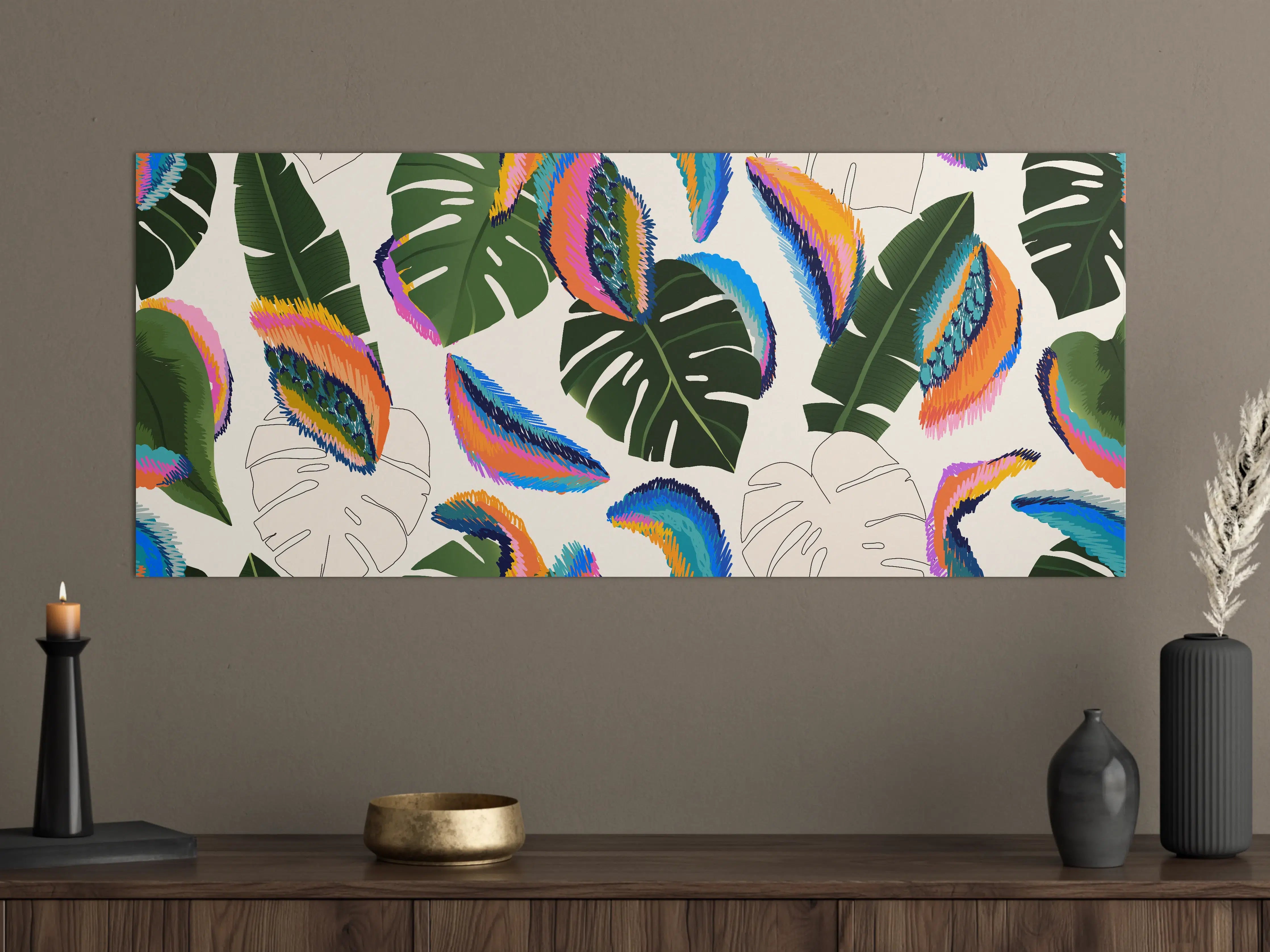 Große Wandbilder - Monstera Tropic Bunte Blätter