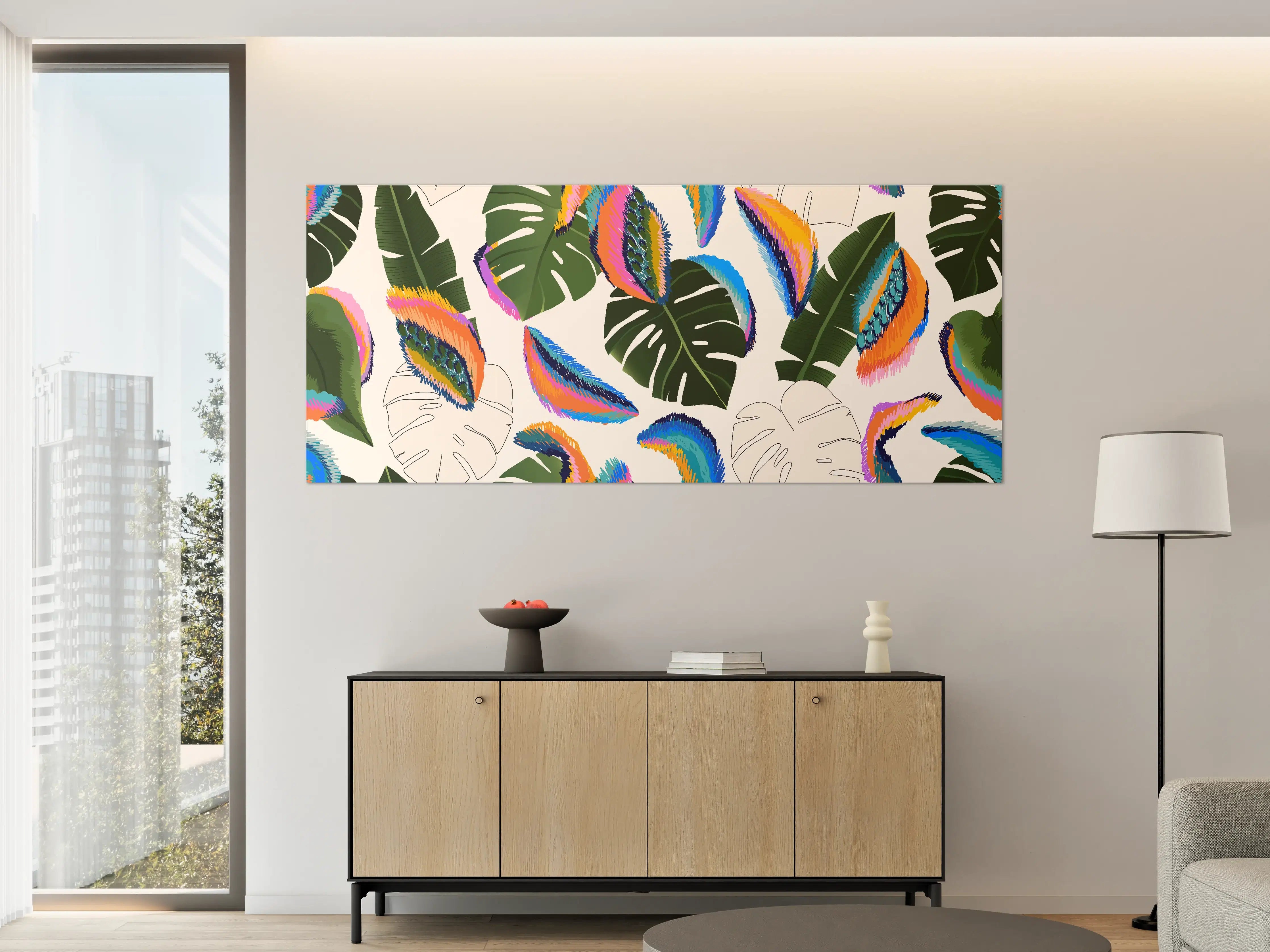 Große Wandbilder - Monstera Tropic Bunte Blätter