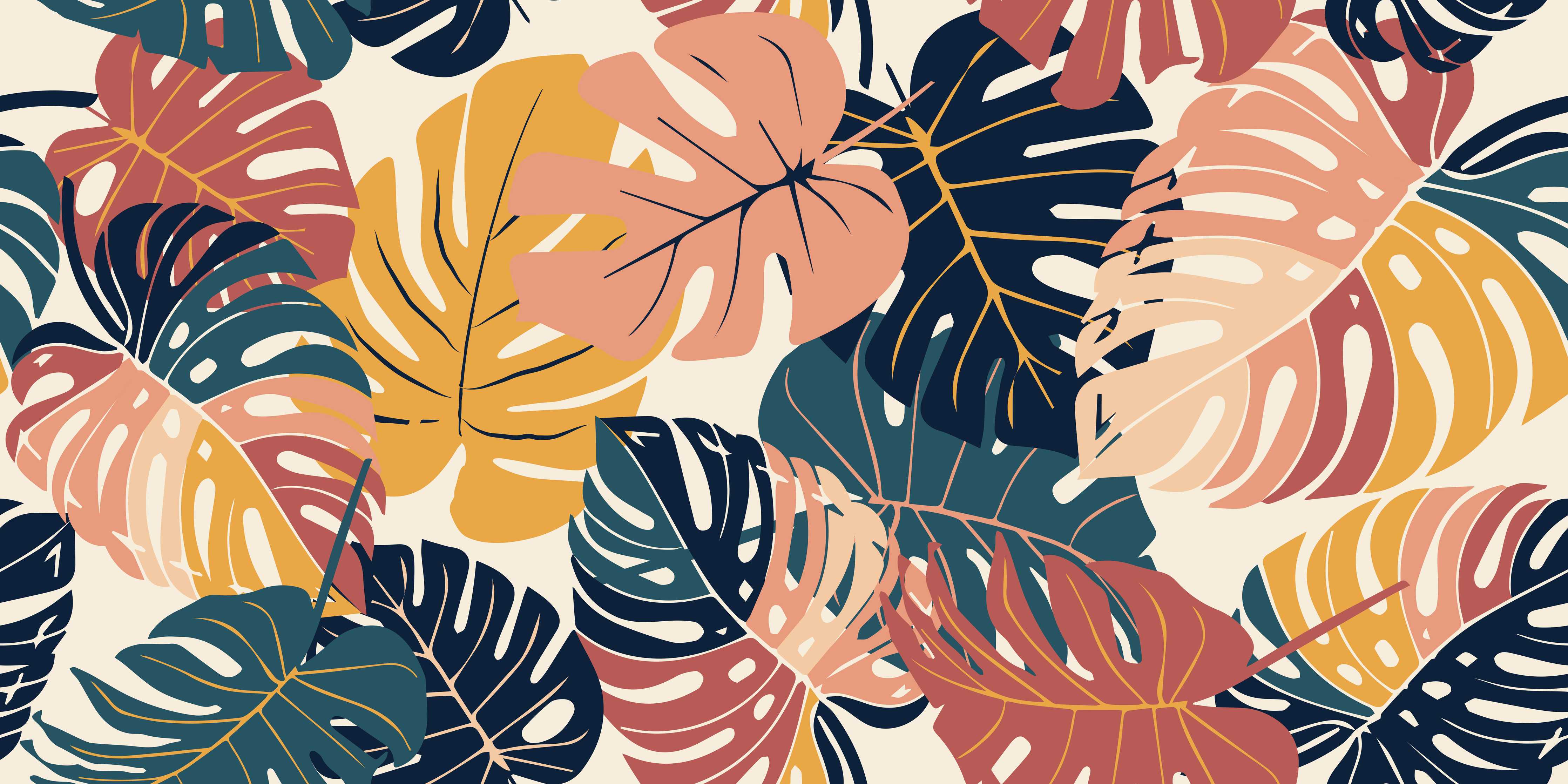 Große Wandbilder-Monstera Tropic Koralle Türkis
