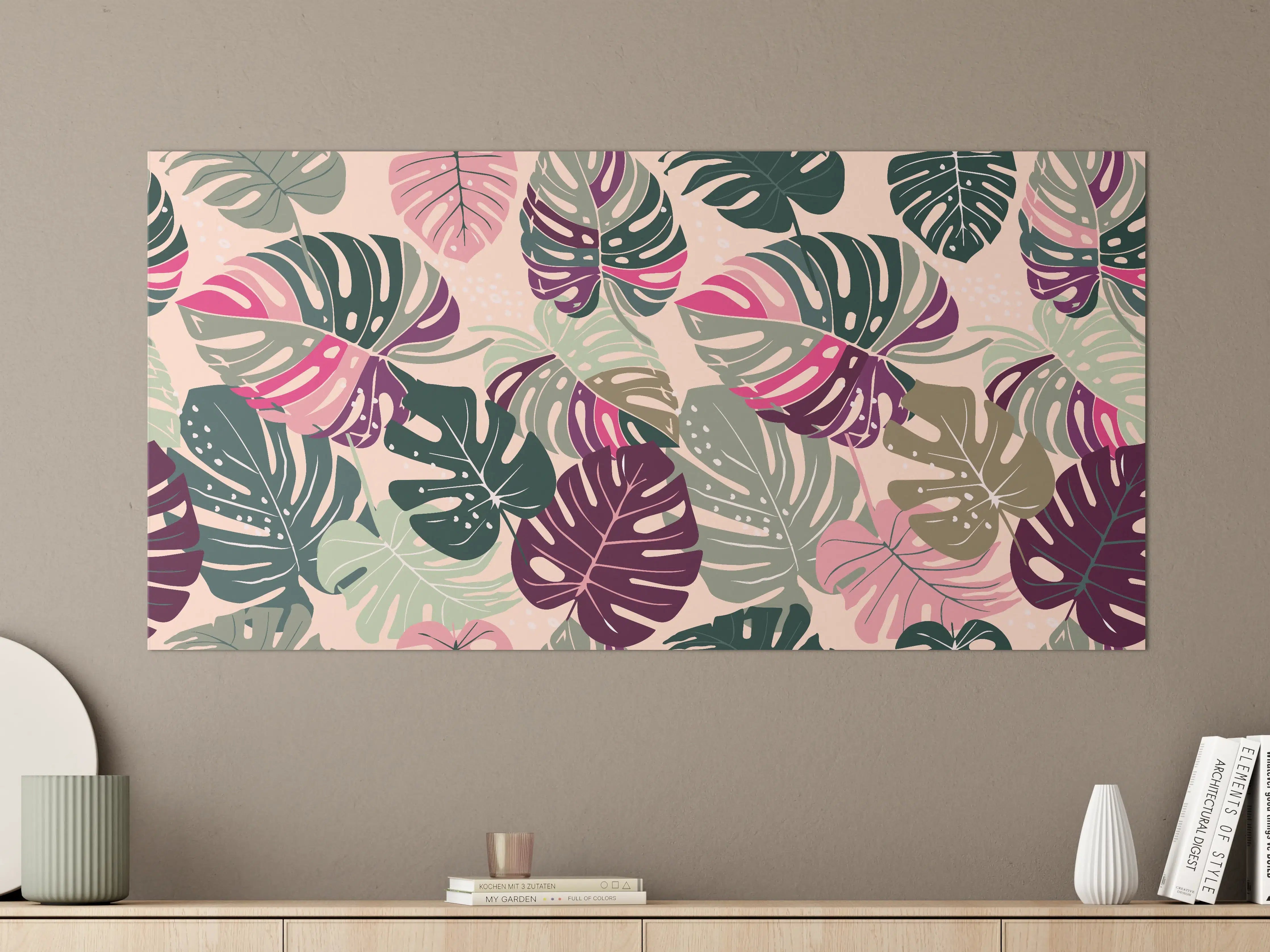 Große Wandbilder - Monstera Tropic Rosa-Grün