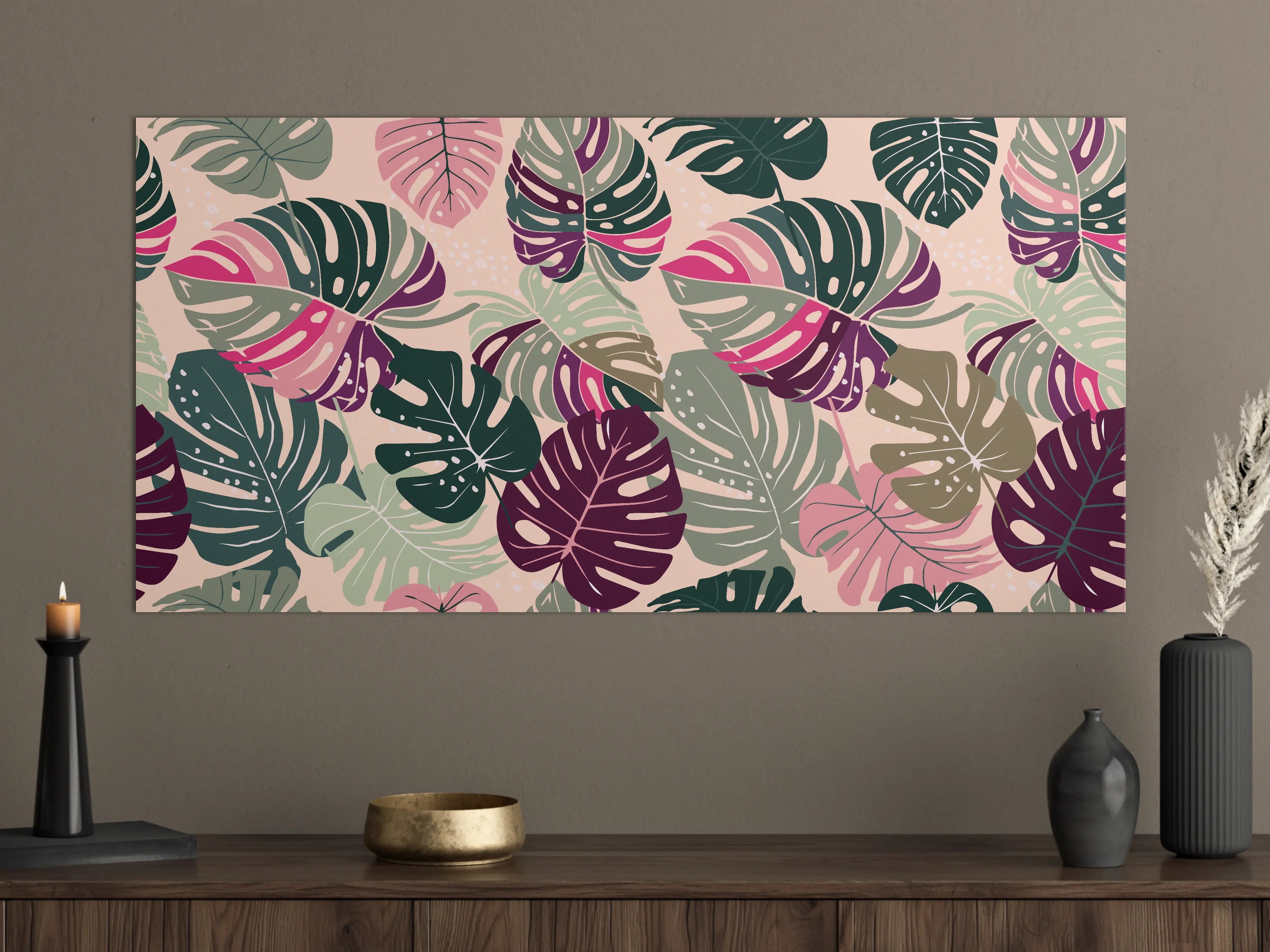 Große Wandbilder - Monstera Tropic Rosa-Grün