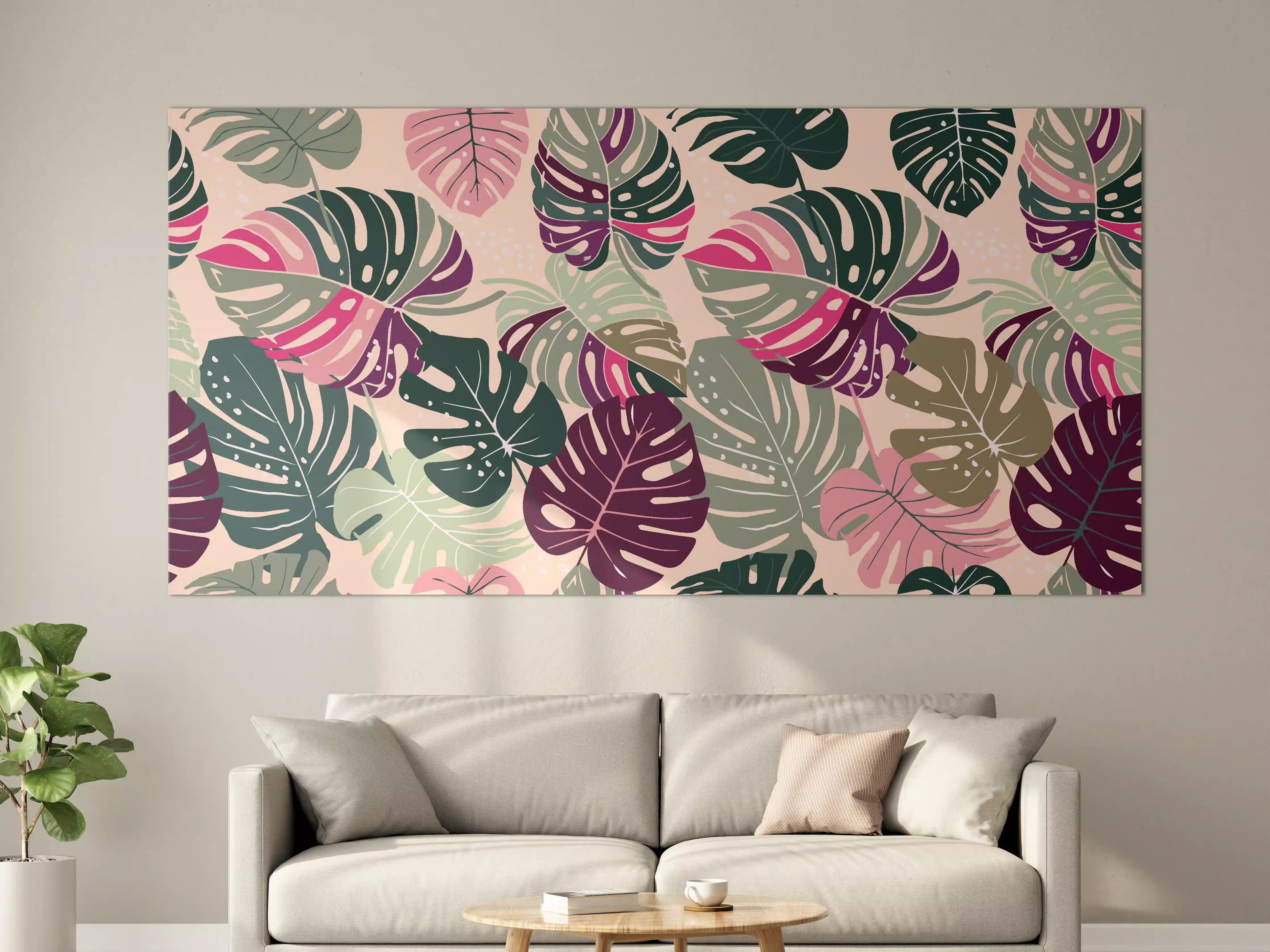 Große Wandbilder - Monstera Tropic Rosa-Grün