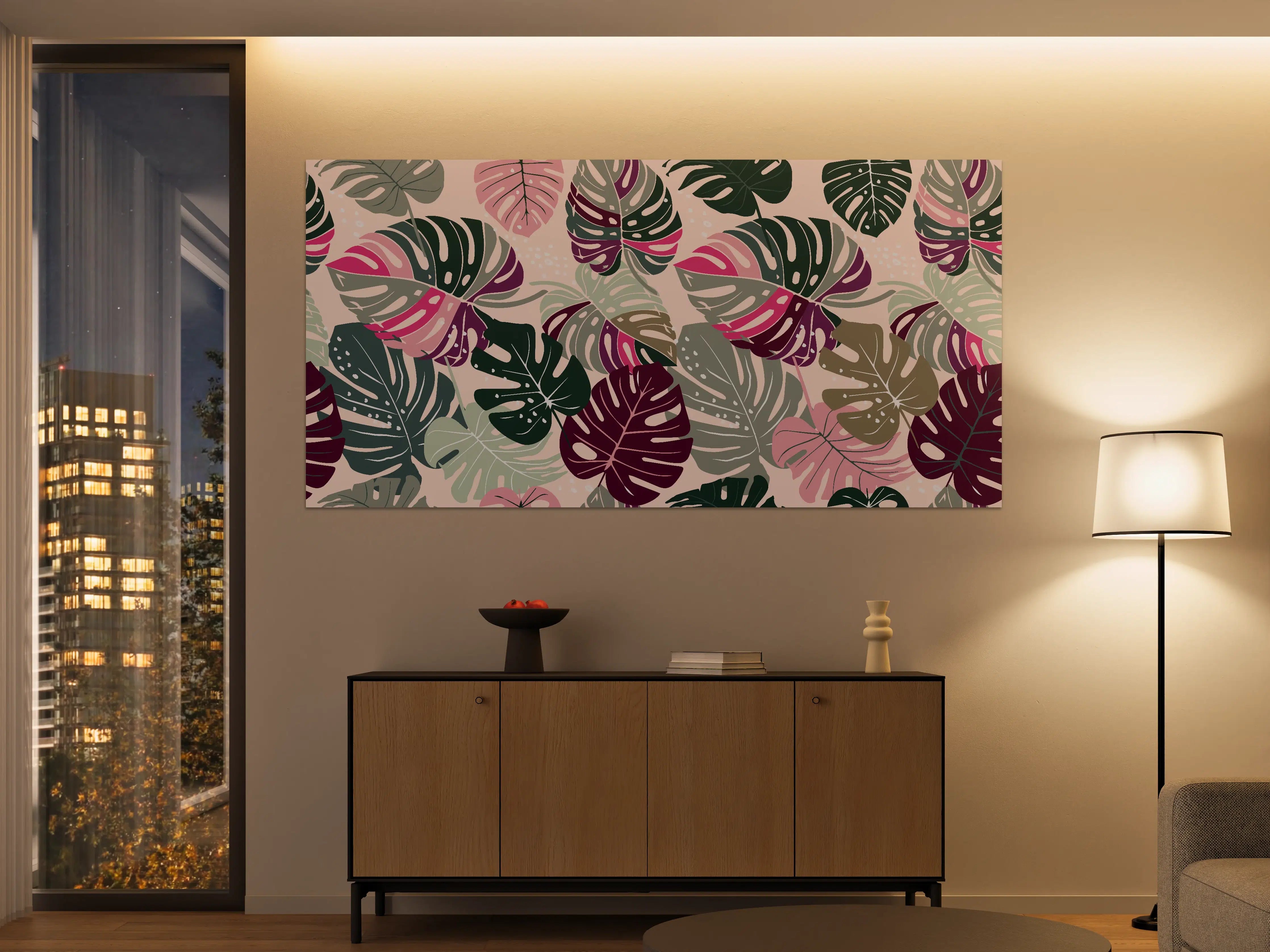 Große Wandbilder - Monstera Tropic Rosa-Grün