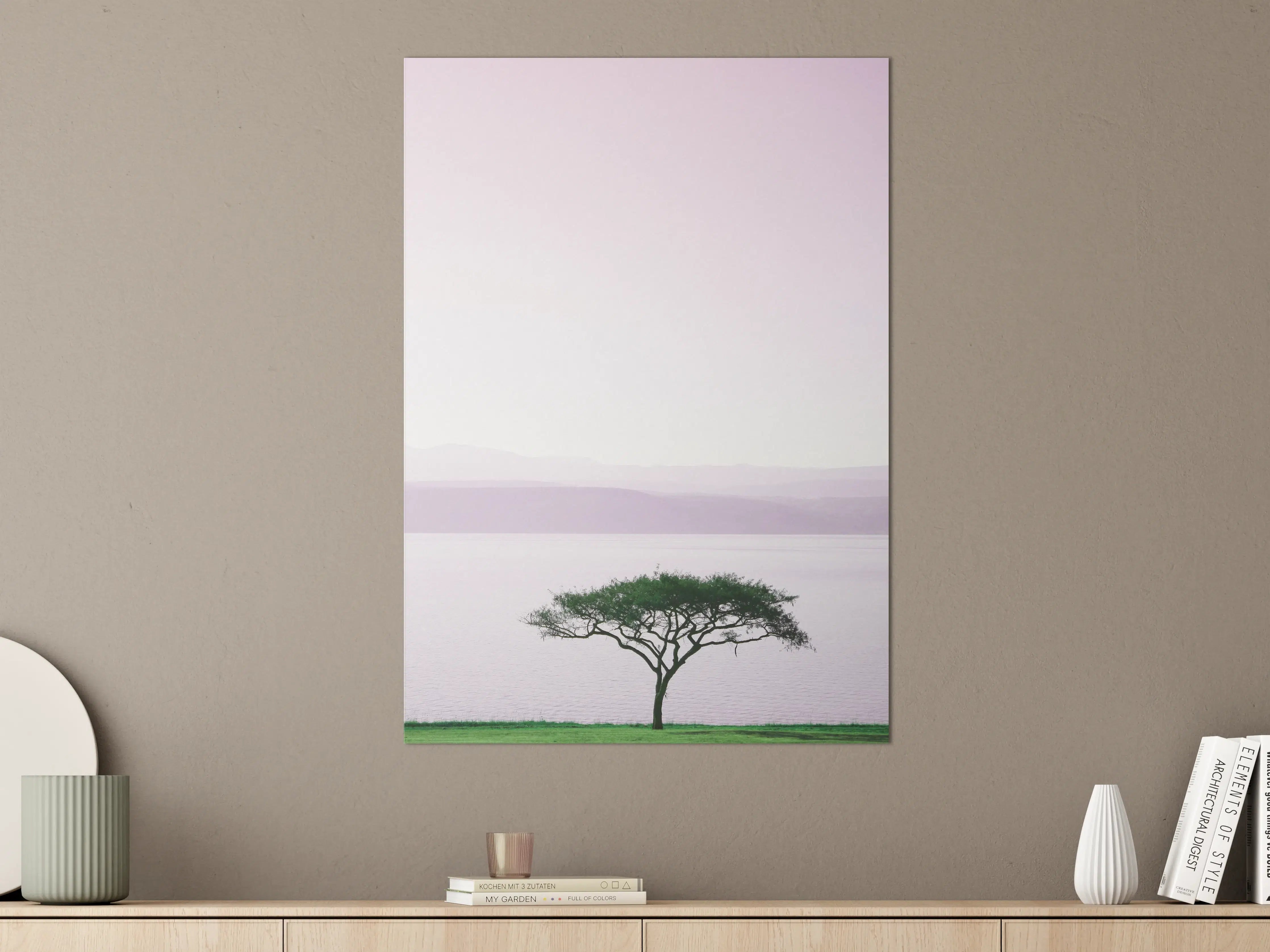 Große Wandbilder - Morgendämmerung mit Baum und Meer