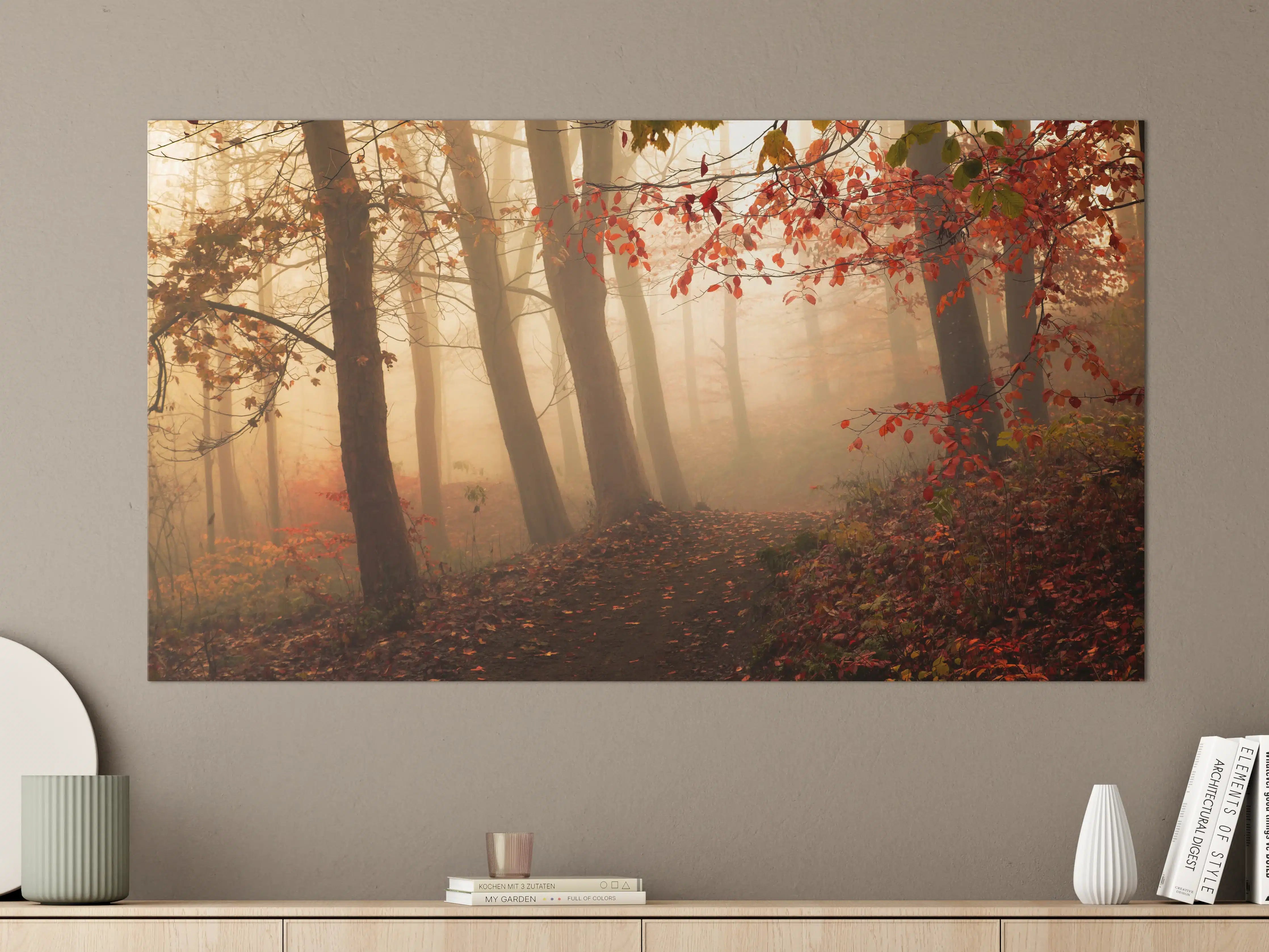 Große Wandbilder - Morgennebel im Herbstwald