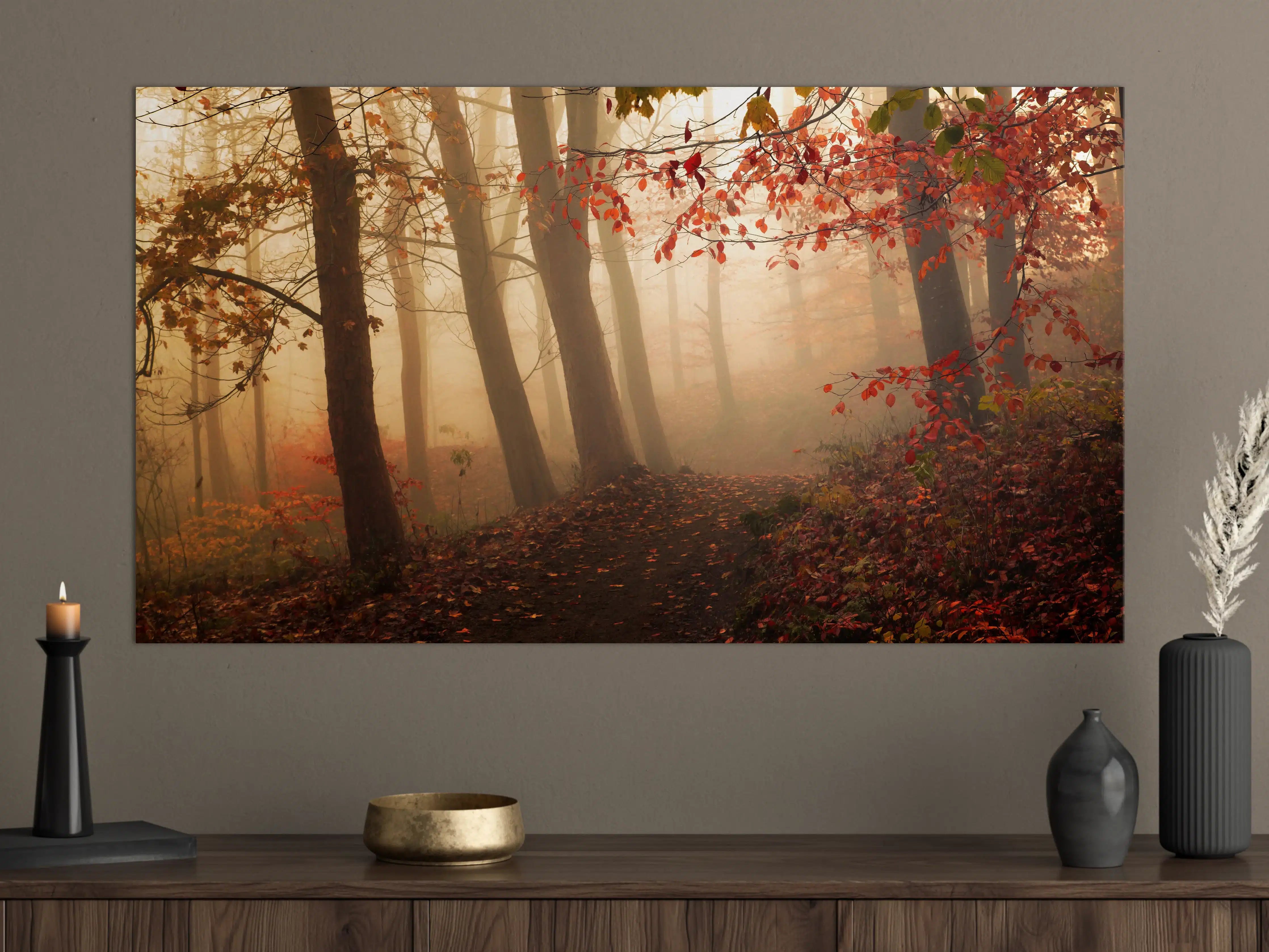 Große Wandbilder - Morgennebel im Herbstwald