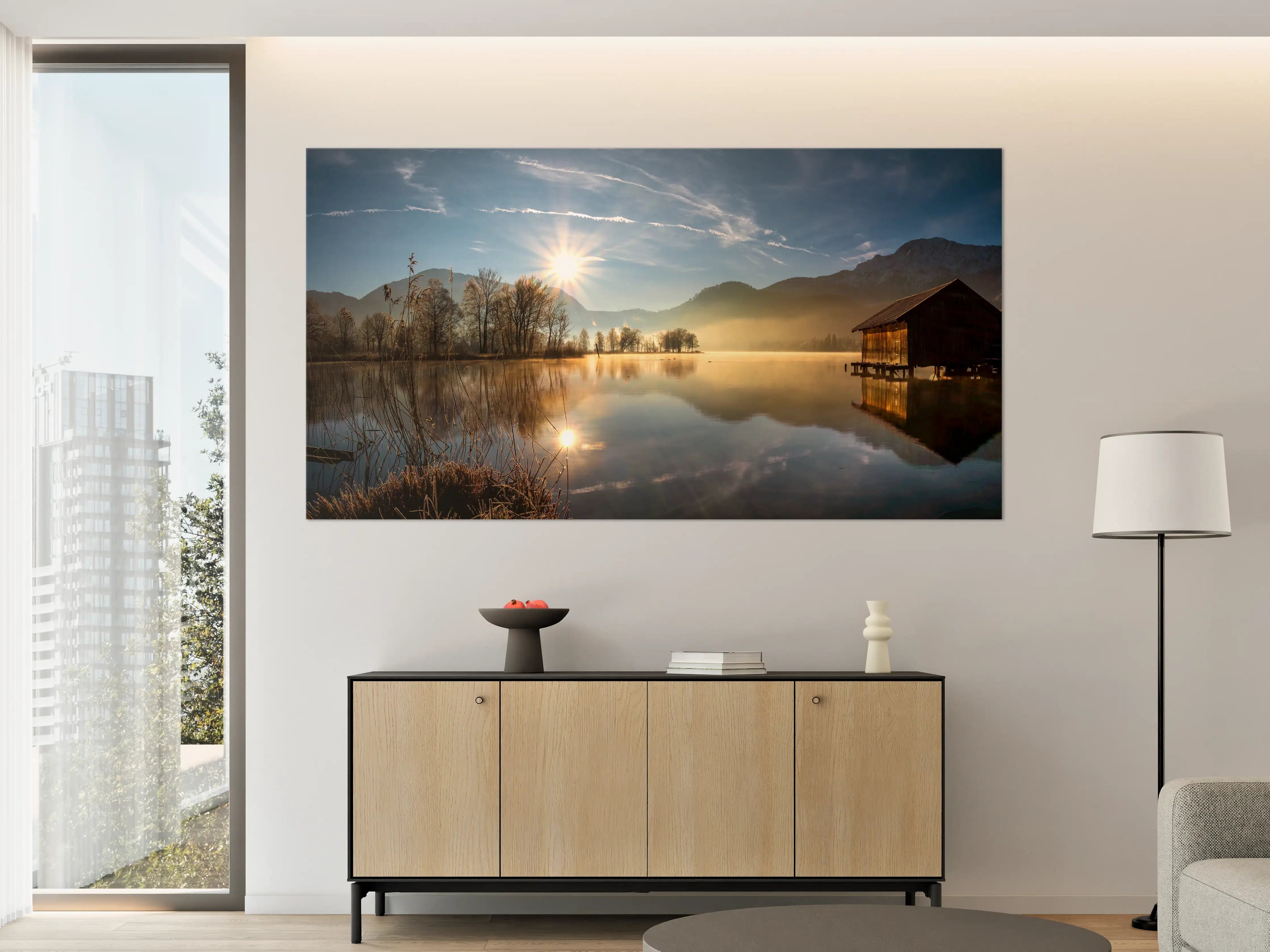 Große Wandbilder - Morgensonnenblick auf den Bayerischen Kochelsee