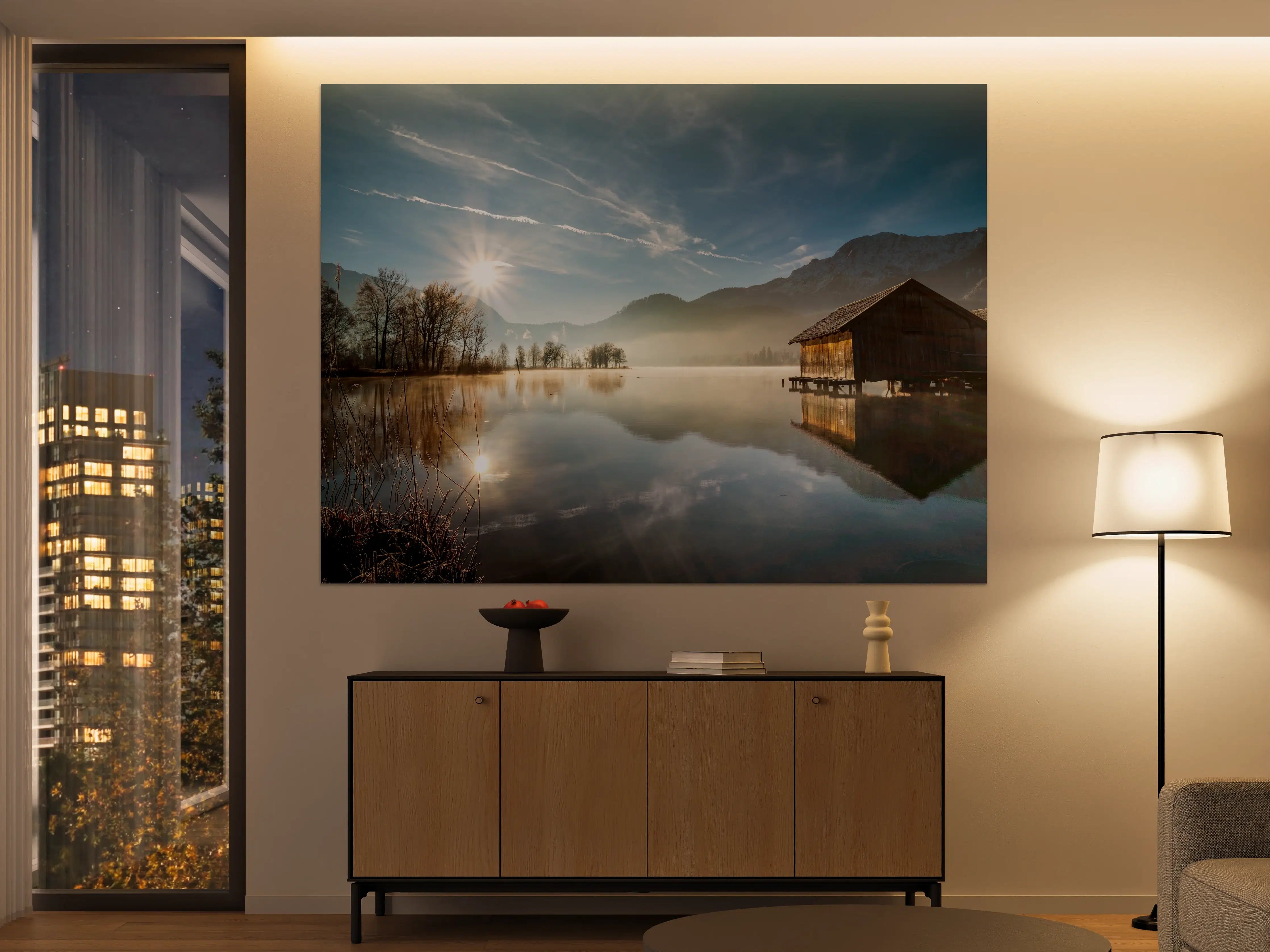 Große Wandbilder - Morgensonnenblick über Bayerischen Kochelsee