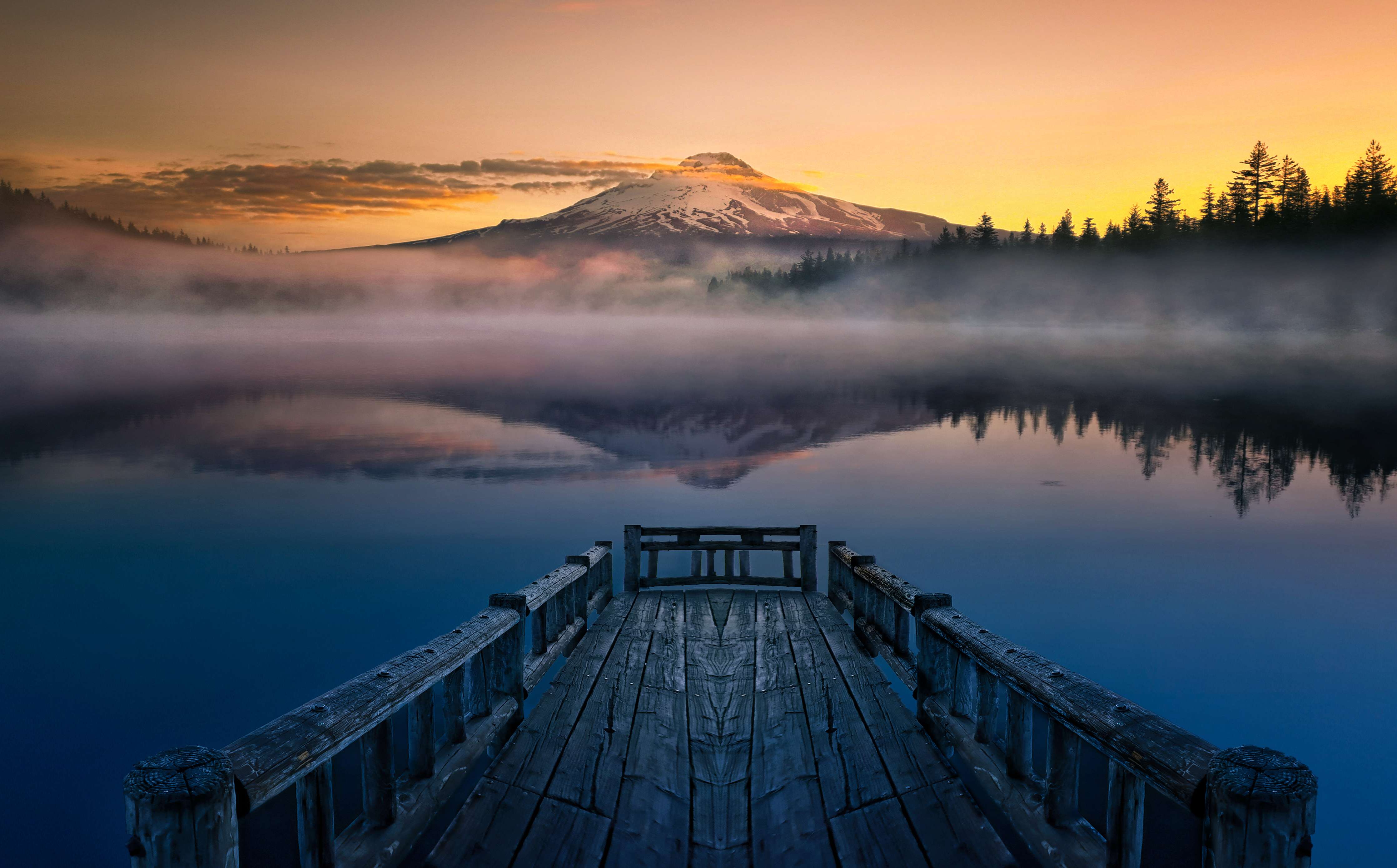 Große Wandbilder-Morgenstimmung am See mit Bergblick
