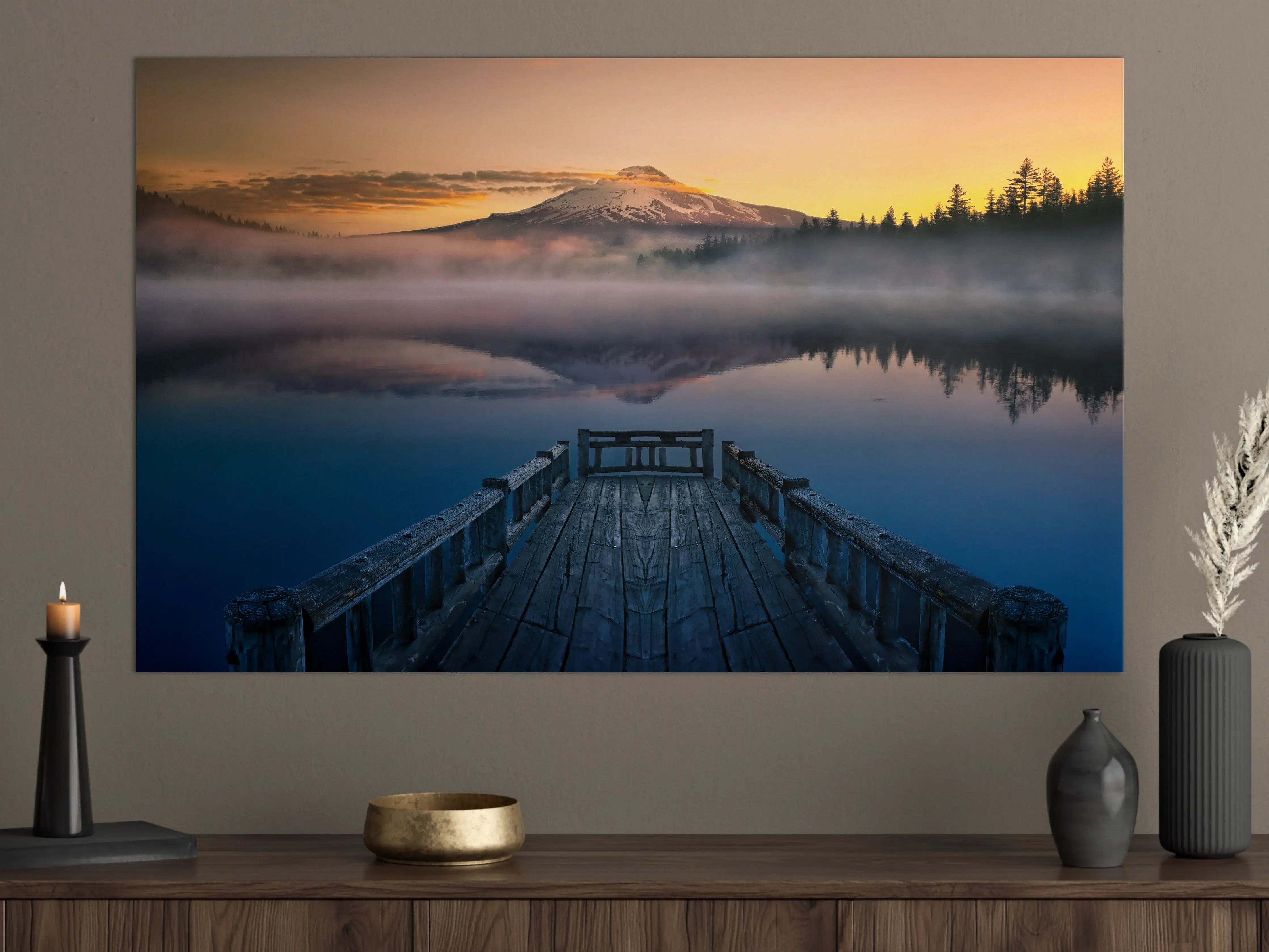 Große Wandbilder - Morgenstimmung am See mit Bergblick