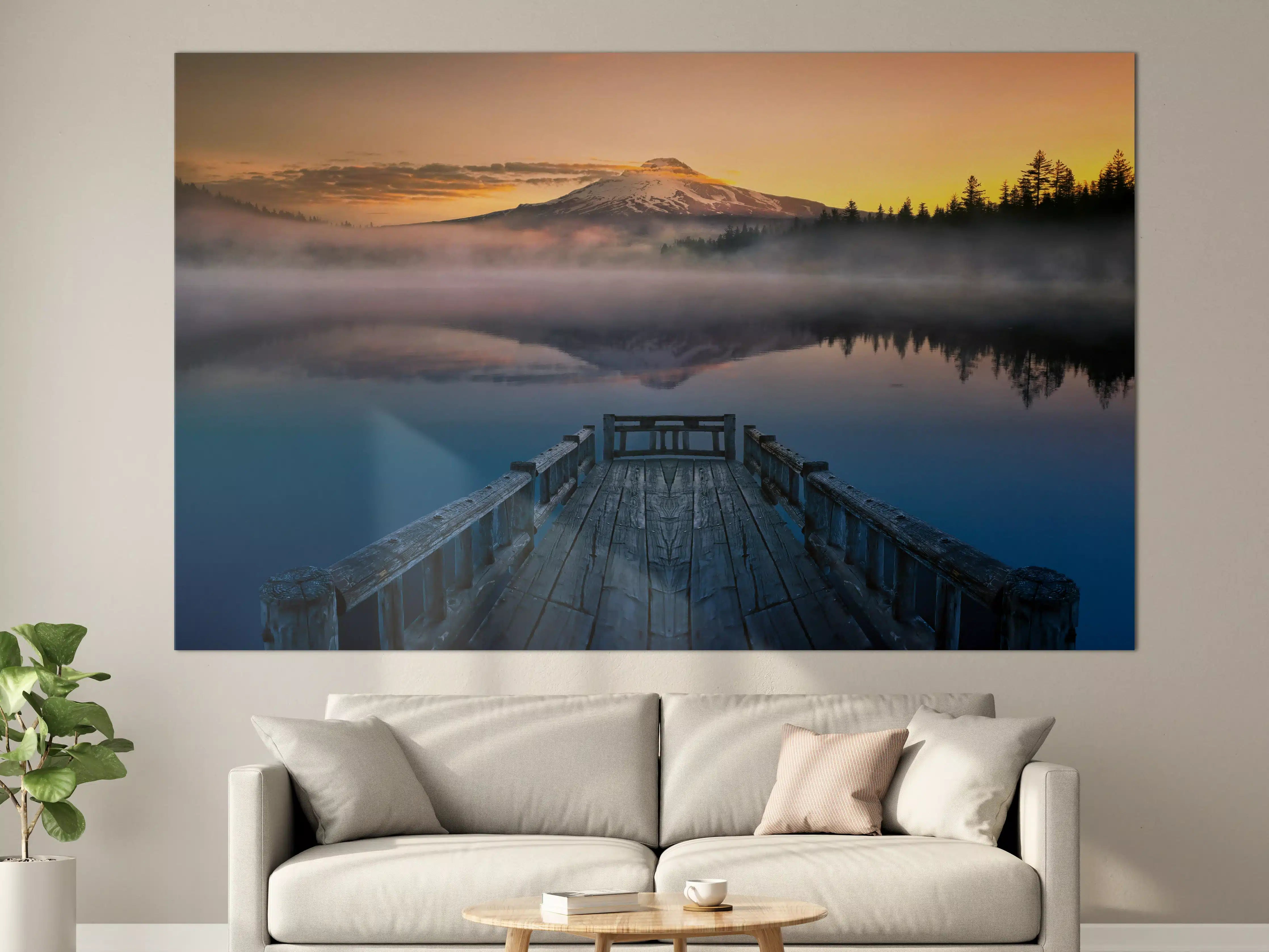 Große Wandbilder - Morgenstimmung am See mit Bergblick