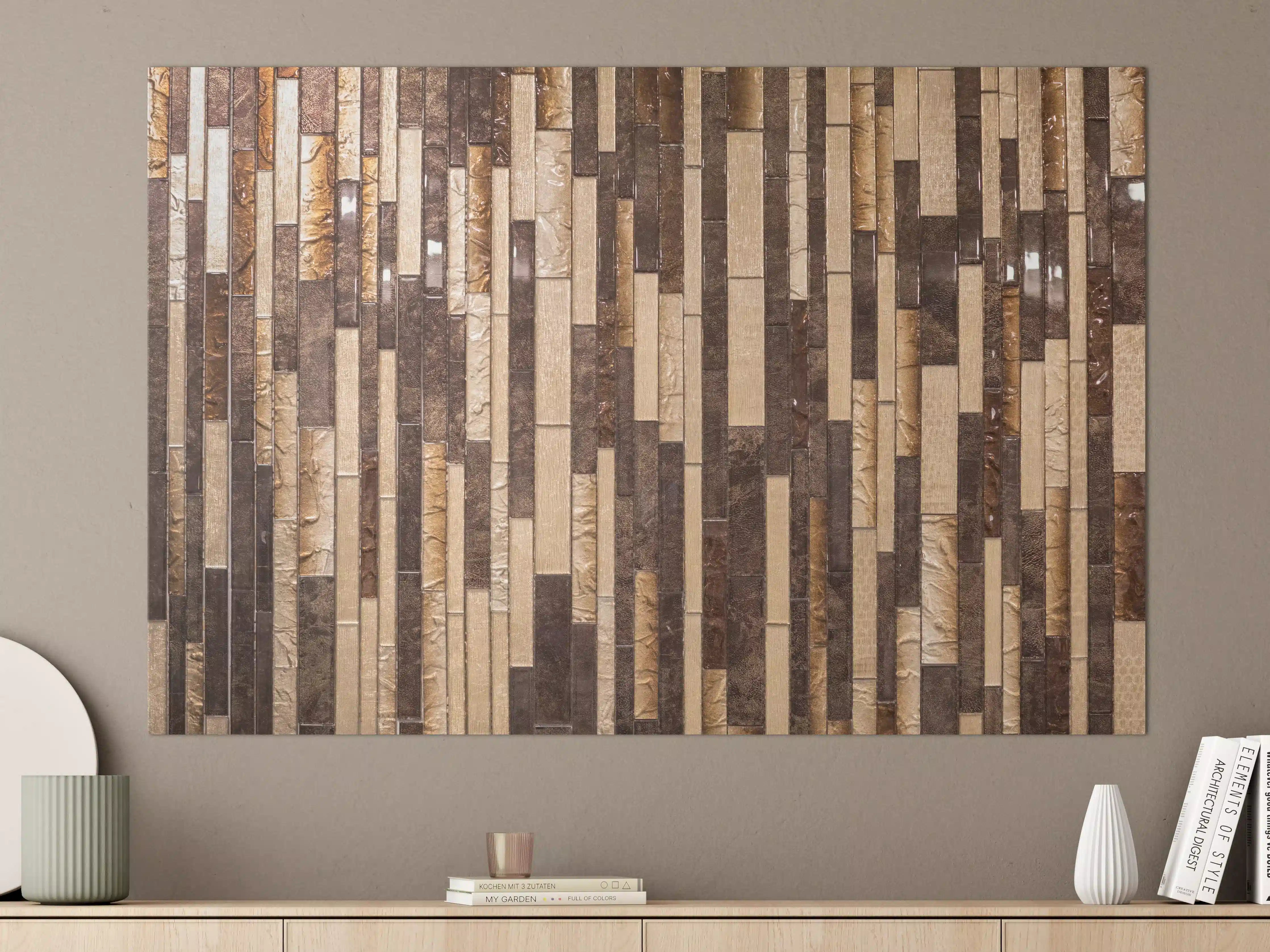 Große Wandbilder - Mosaik Holzoptik Braun Beige