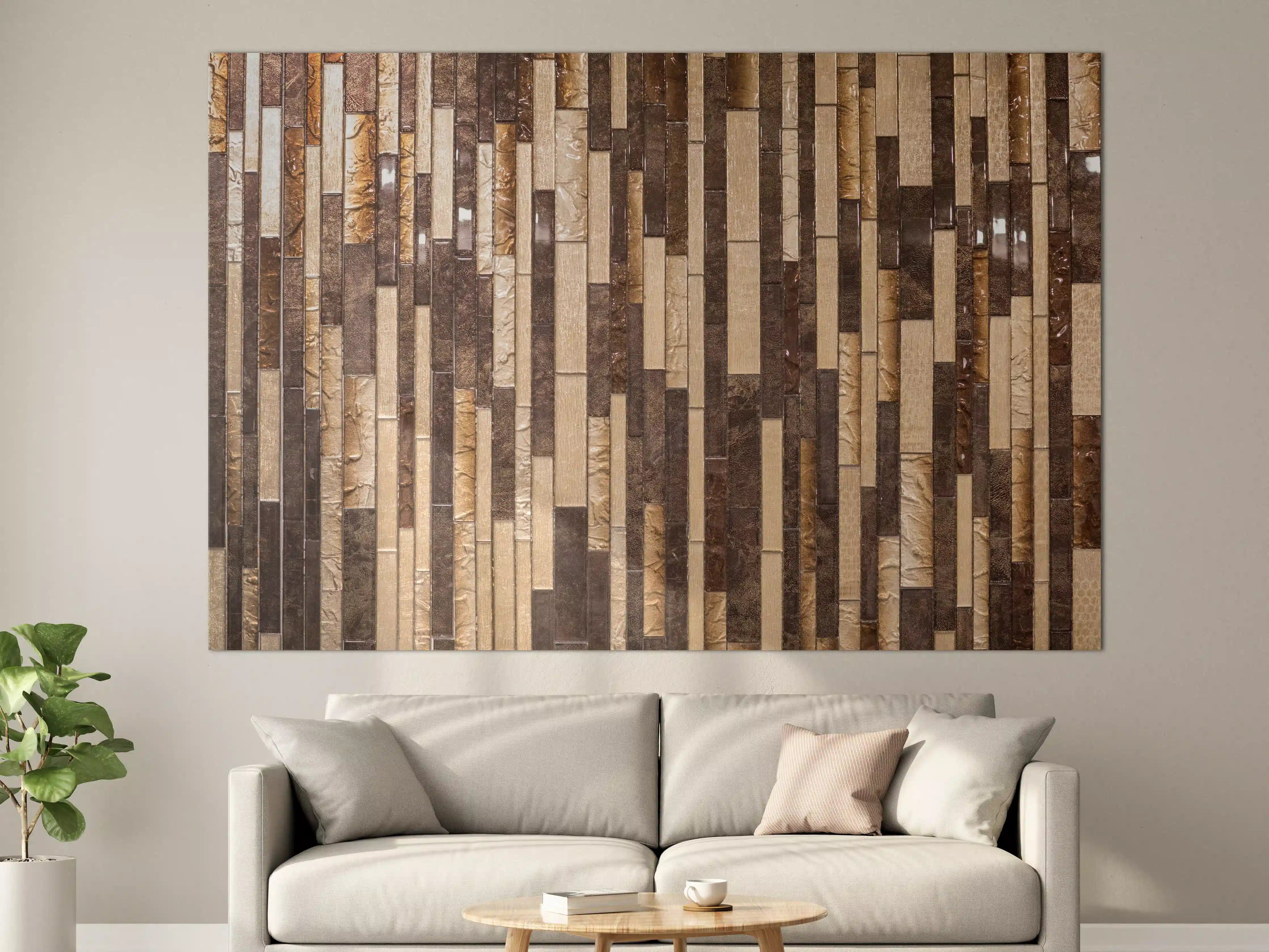 Große Wandbilder - Mosaik Holzoptik Braun Beige