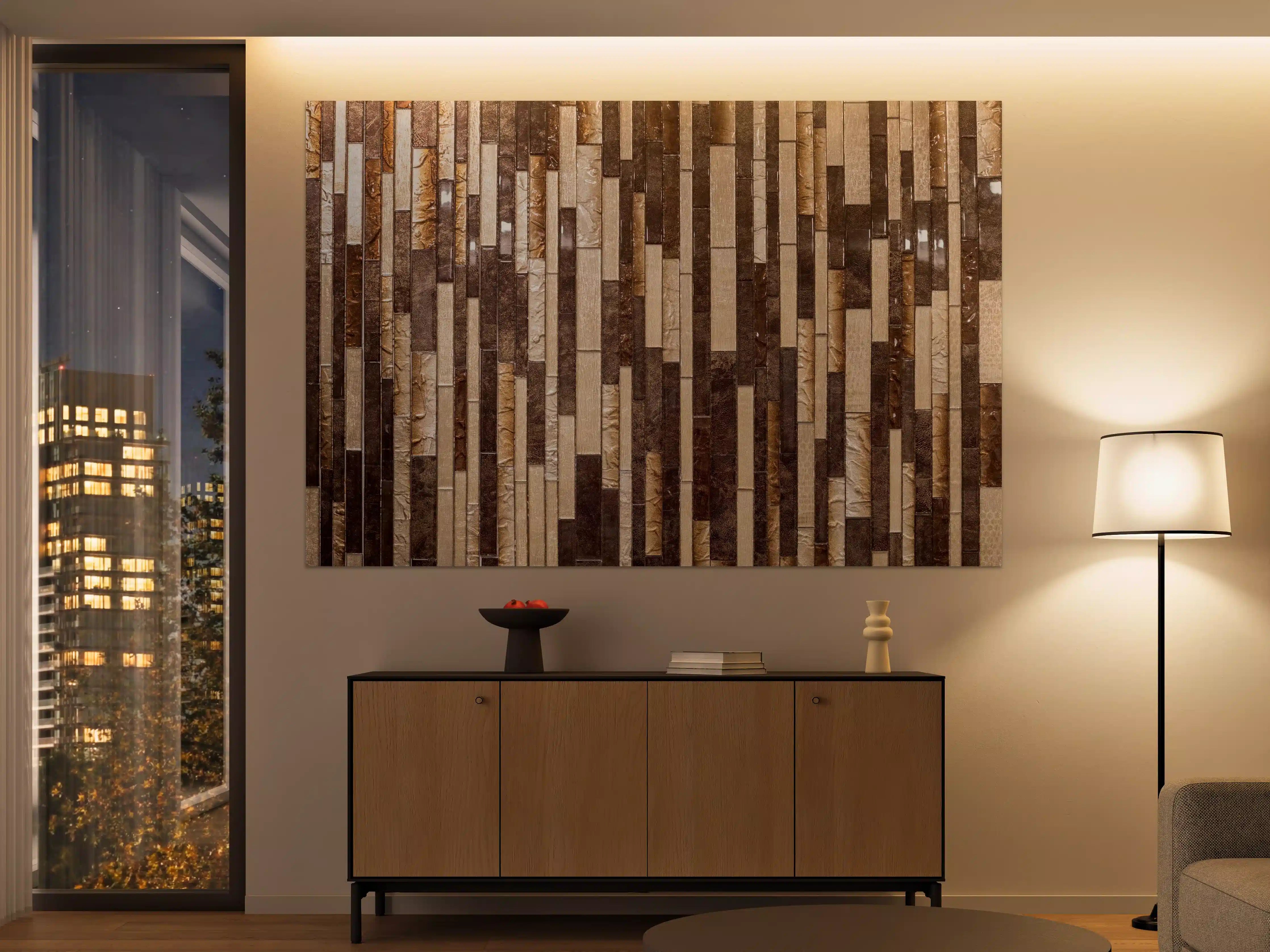Große Wandbilder - Mosaik Holzoptik Braun Beige