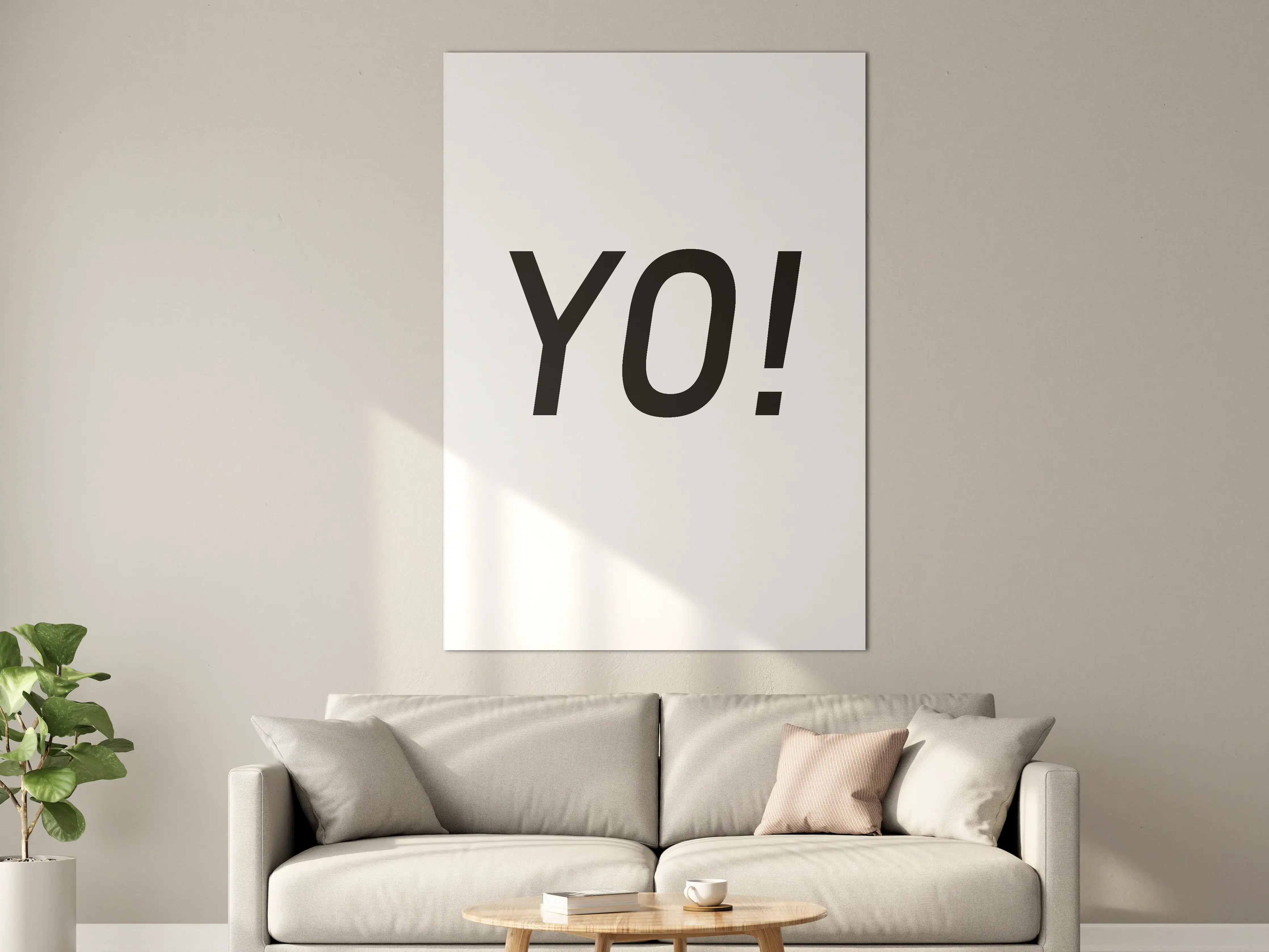 Große Wandbilder - Motivational 'YO!' Schwarz-Weiß-Design