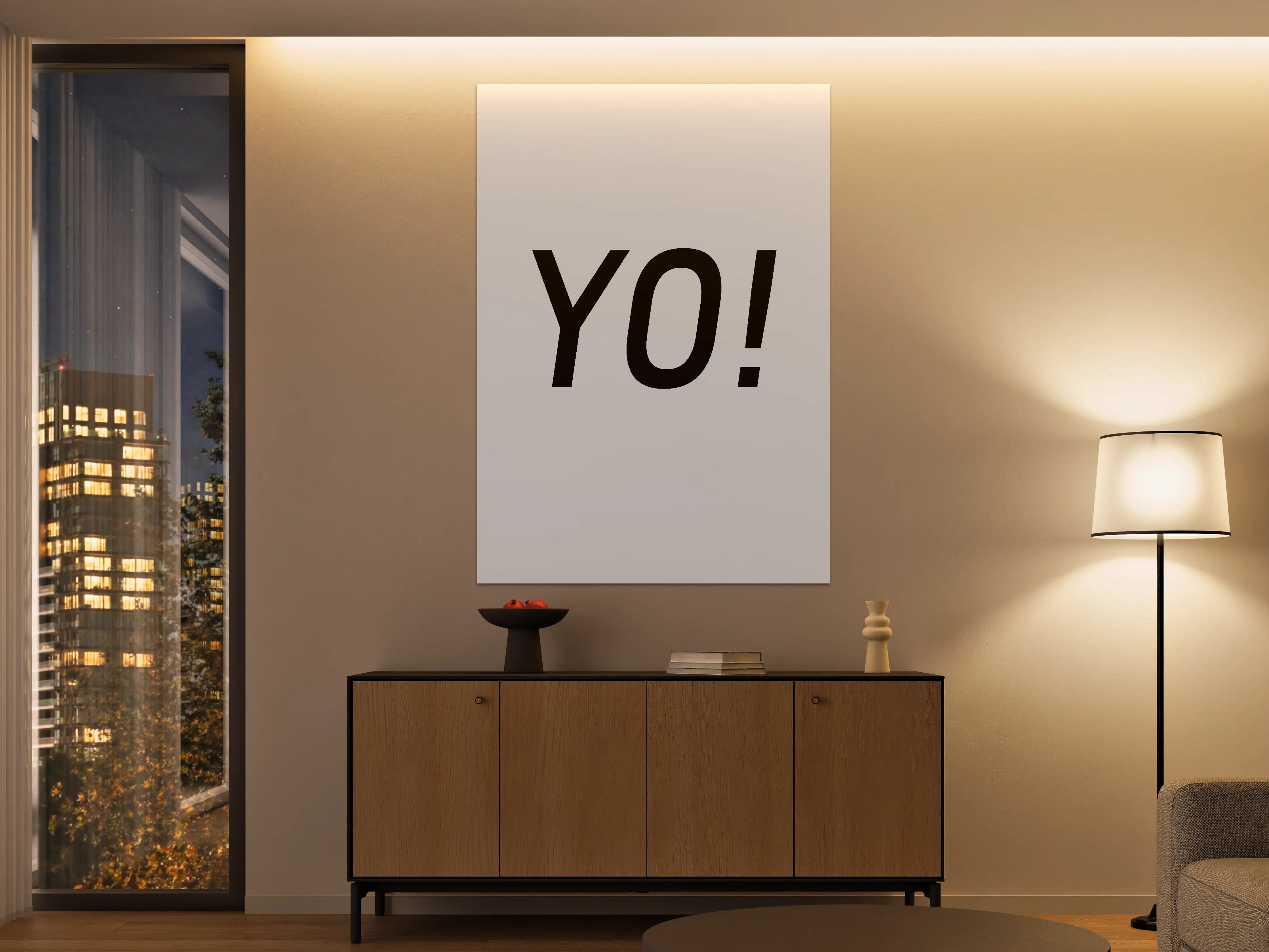 Große Wandbilder - Motivational 'YO!' Schwarz-Weiß-Design