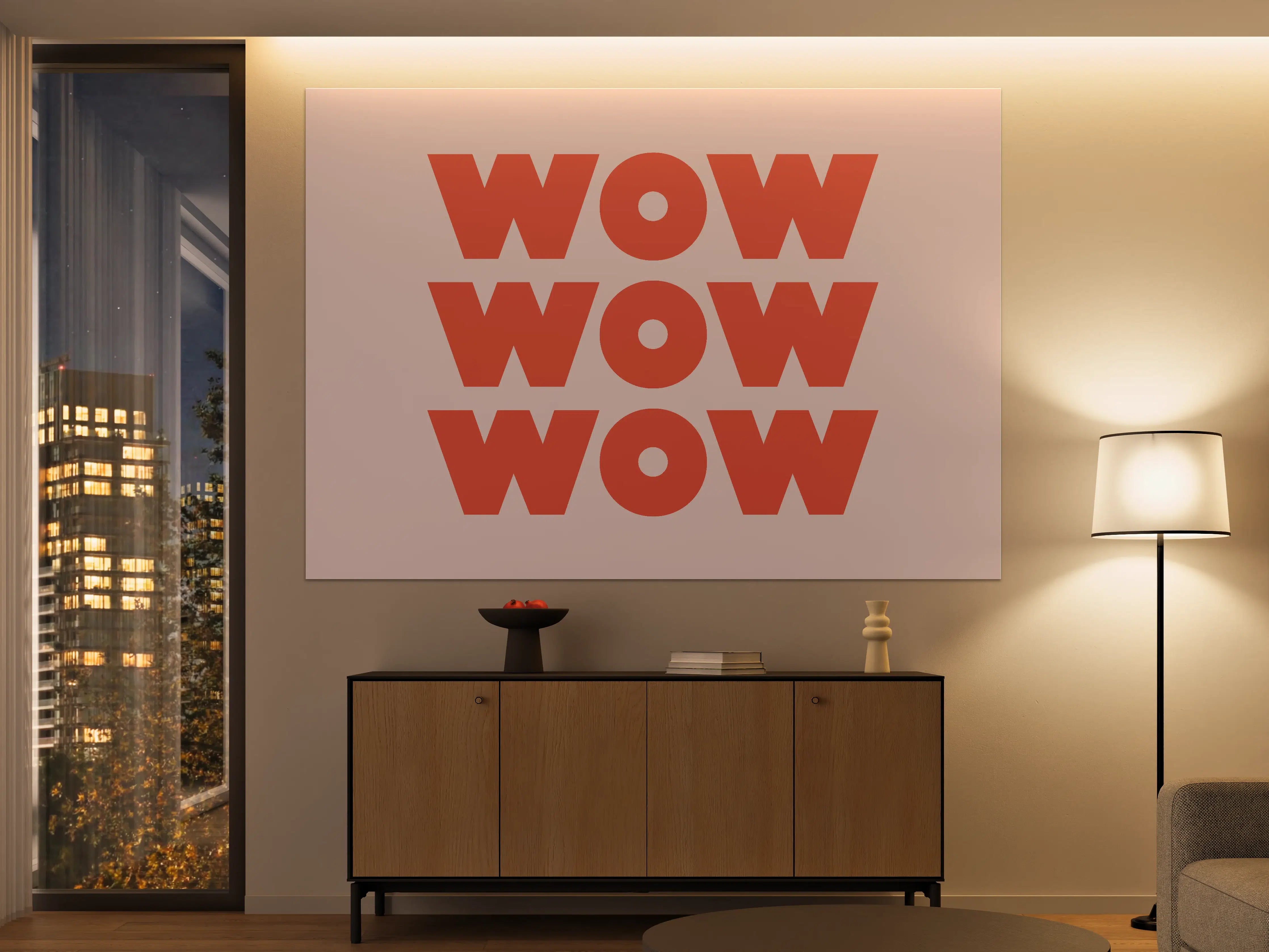 Große Wandbilder - Motivationaler 'WOW' Typografie-Print