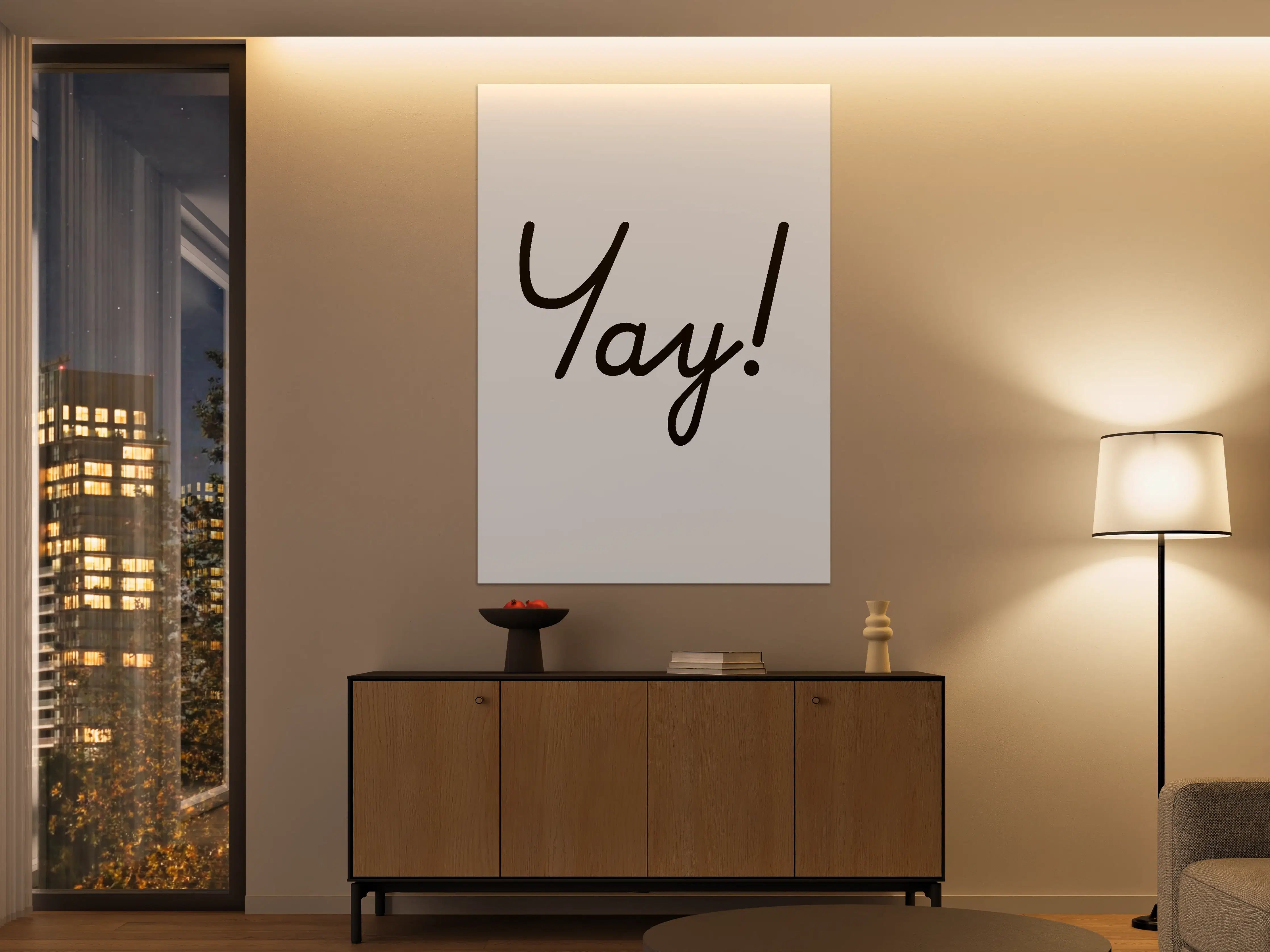 Große Wandbilder - Motivationaler 'Yay!' Typo-Druck