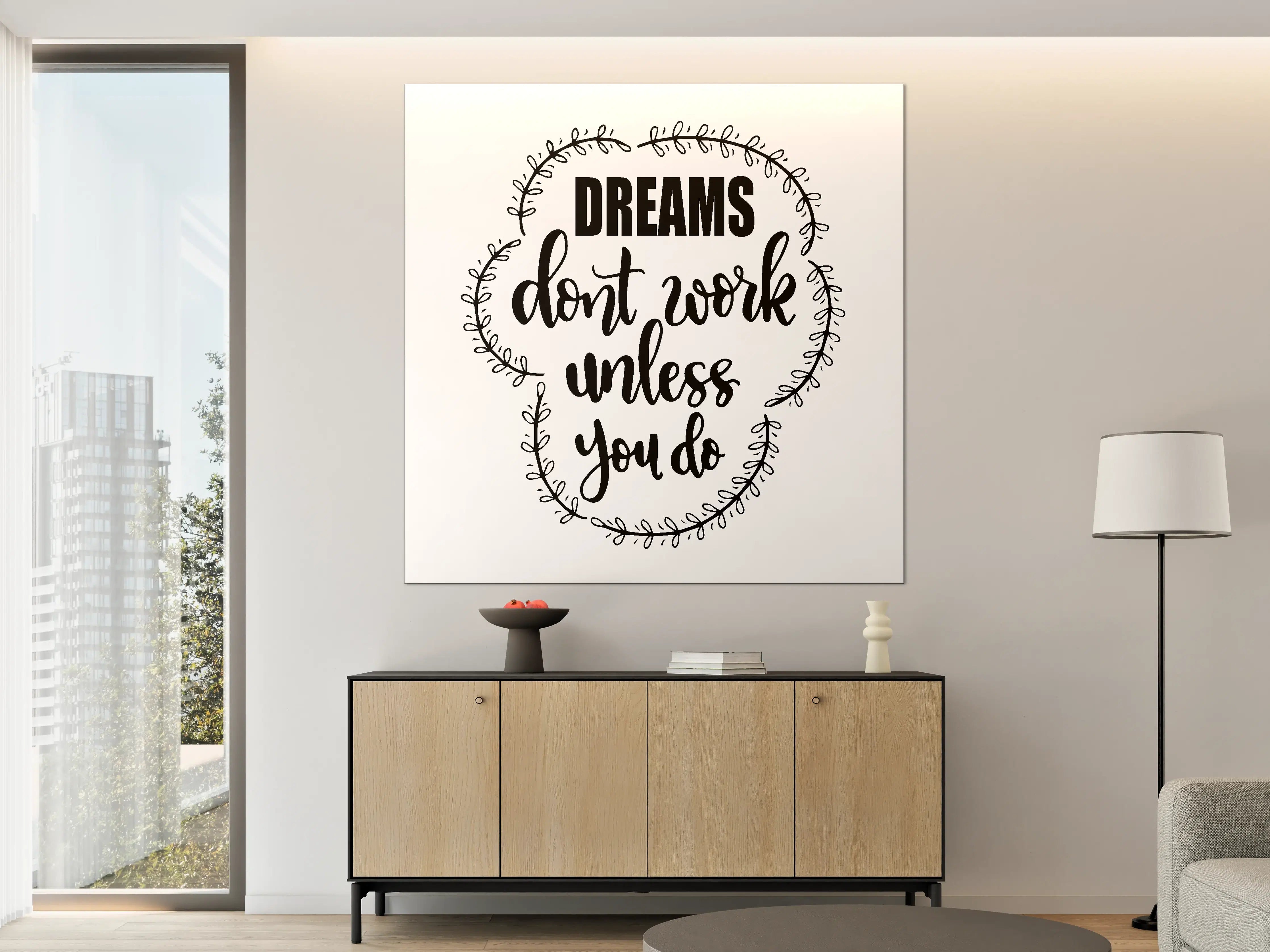 Große Wandbilder - Motivierendes Spruchbild mit Blumenrahmen