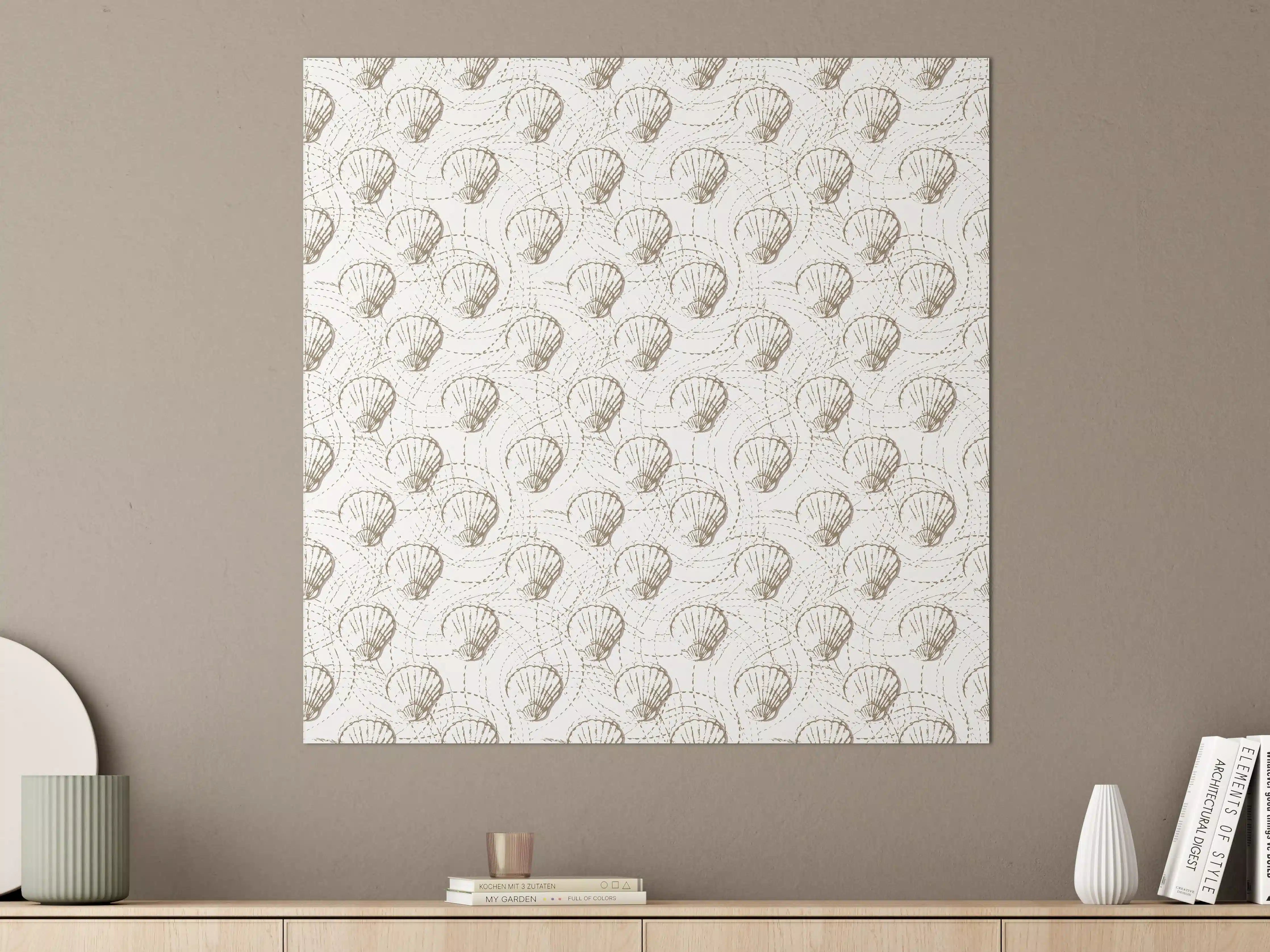 Große Wandbilder - Muschel-Muster Weiß-Beige