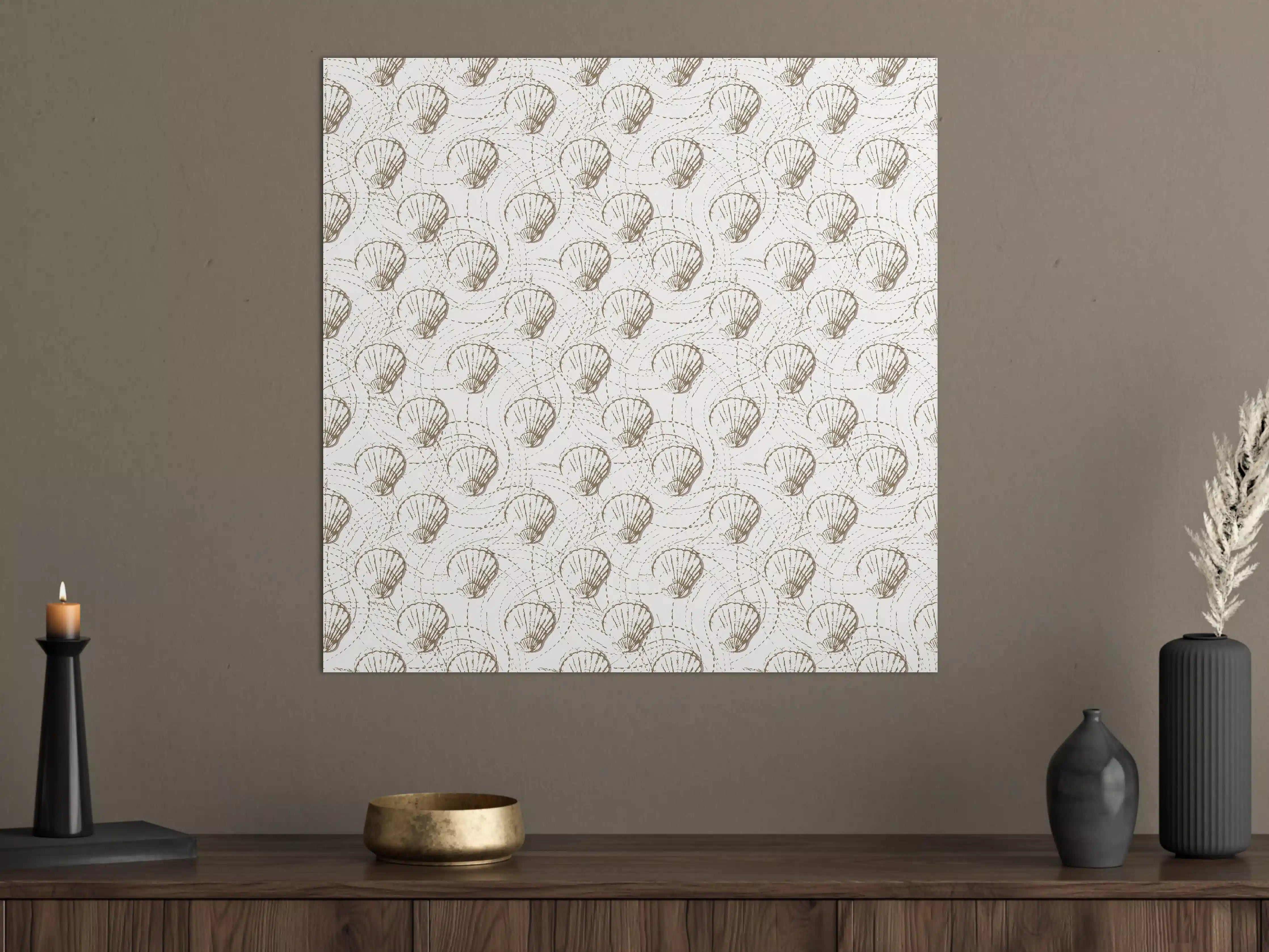 Große Wandbilder - Muschel-Muster Weiß-Beige