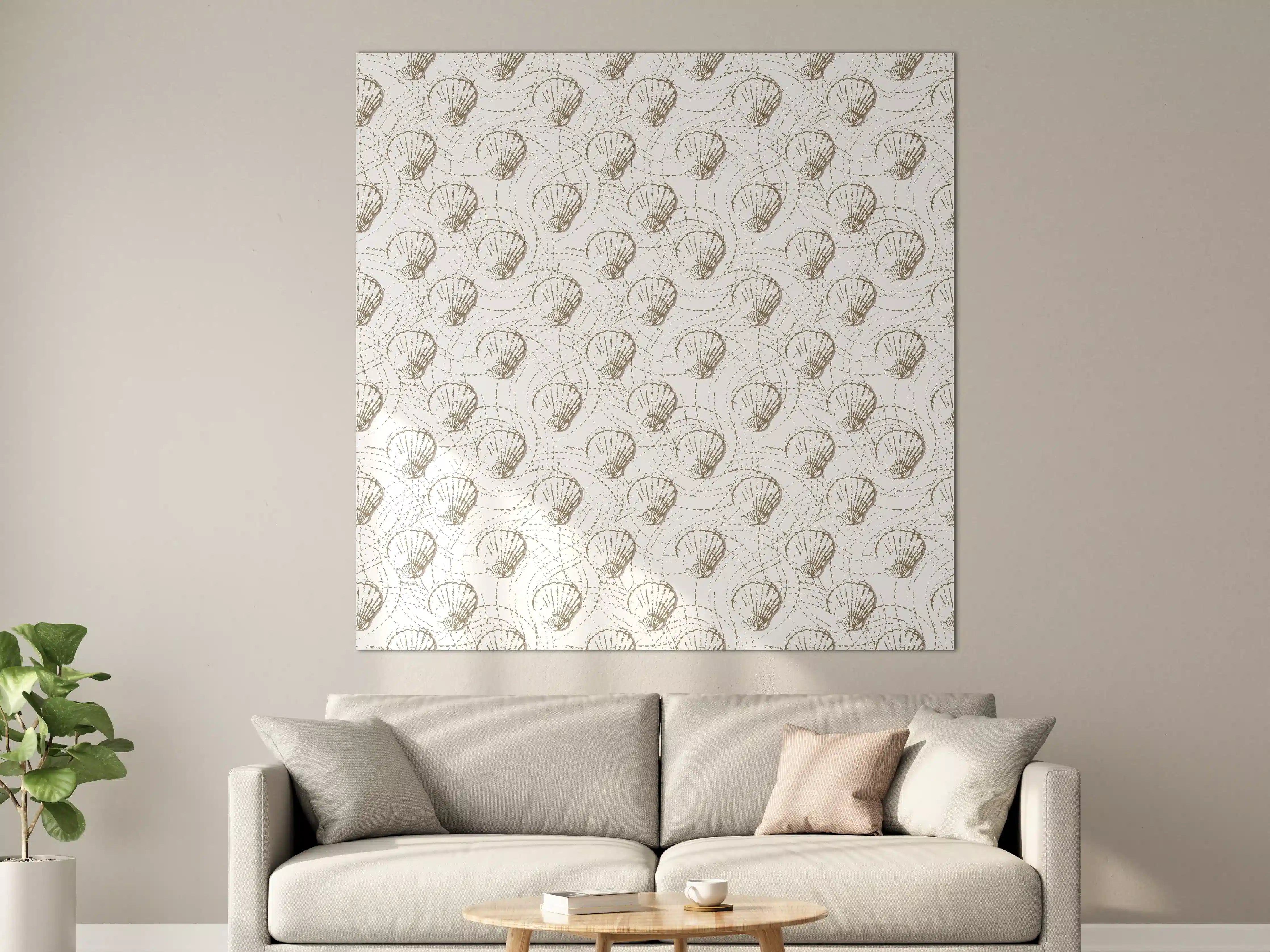 Große Wandbilder - Muschel-Muster Weiß-Beige