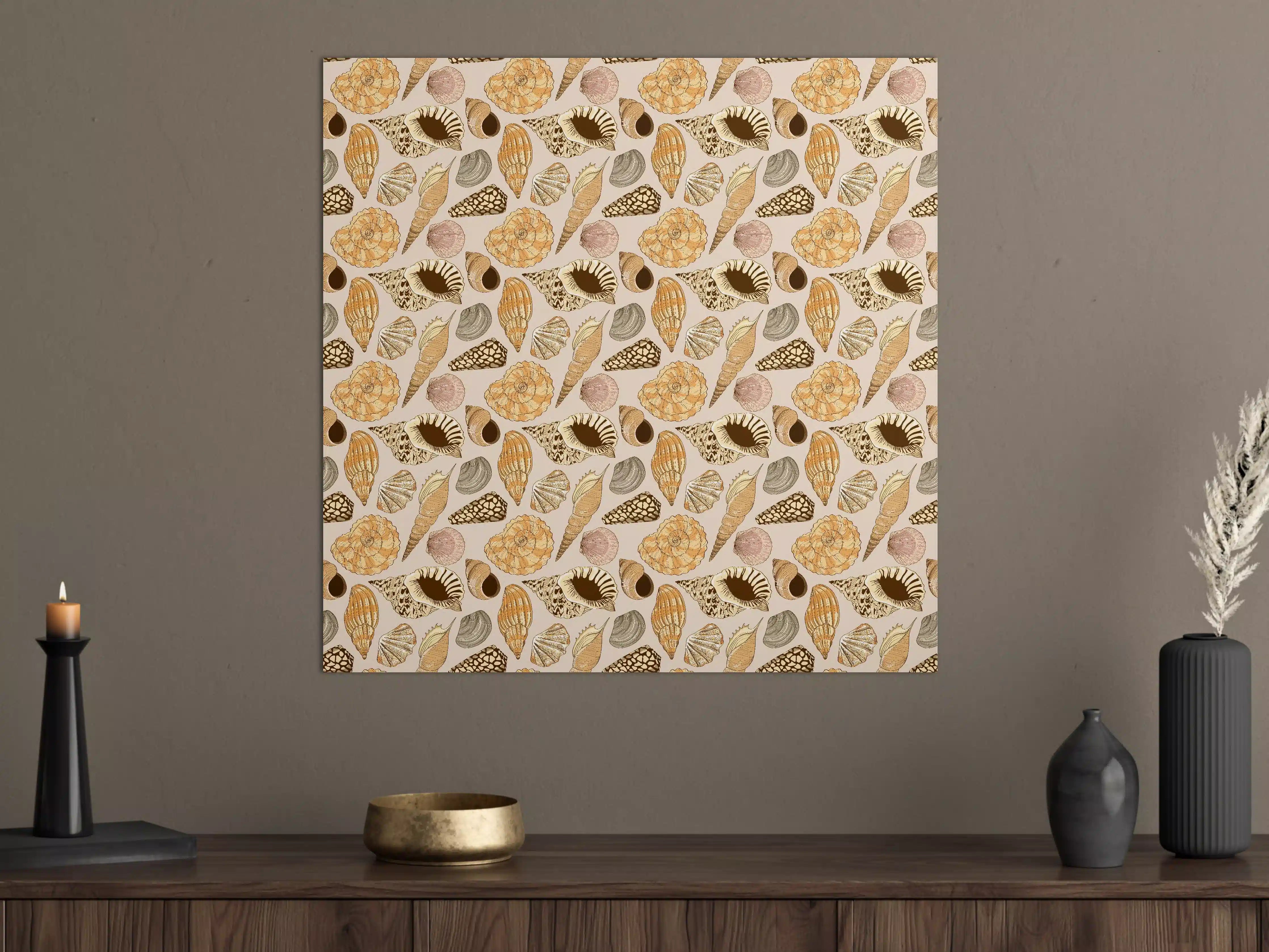 Große Wandbilder - Muschelmuster Beige-Orange