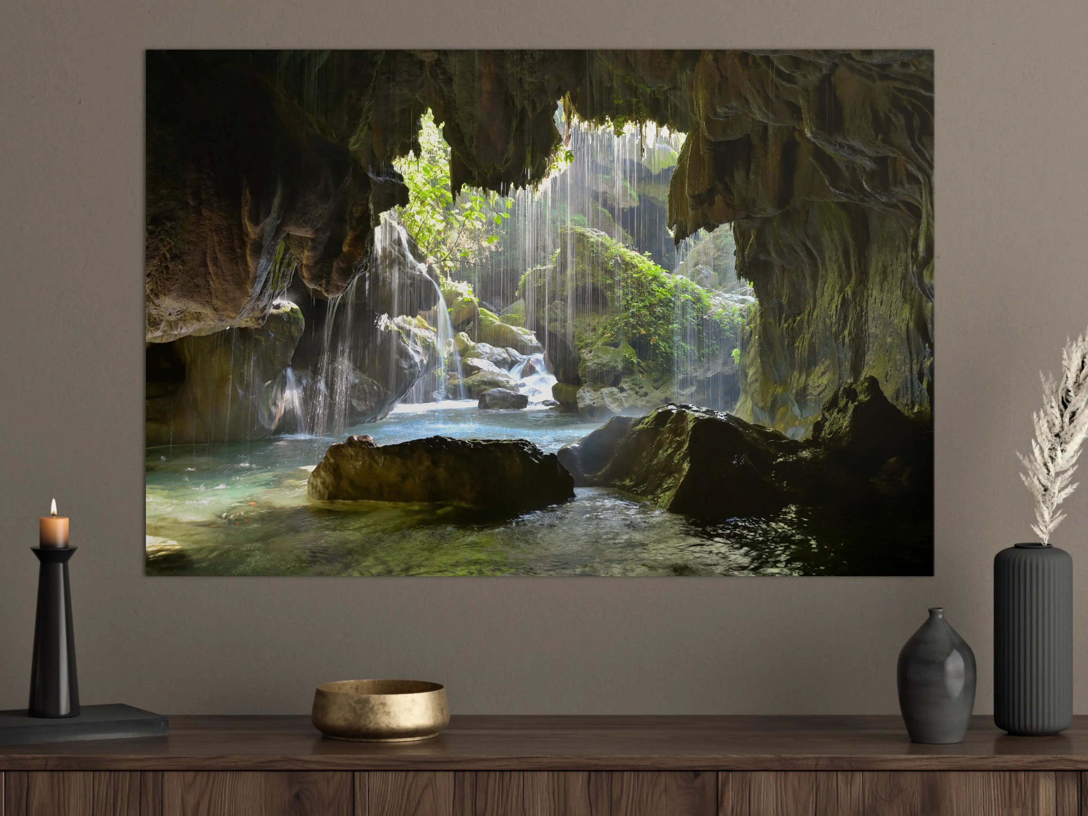 Große Wandbilder - Mystische Grüne Höhlen-Lichtspiele