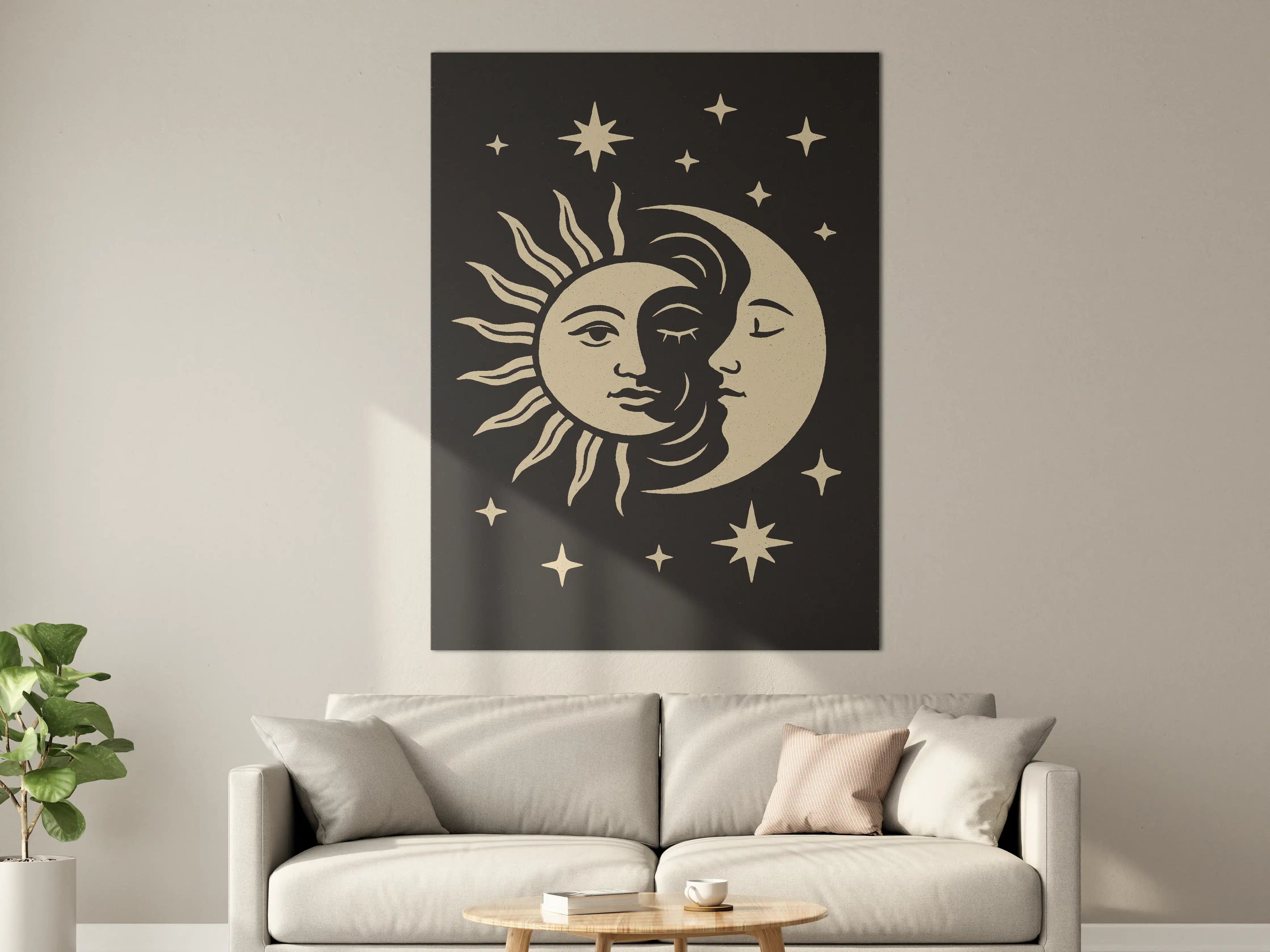 Große Wandbilder - Mystische Sonnen-Mond-Stern-Konstellation