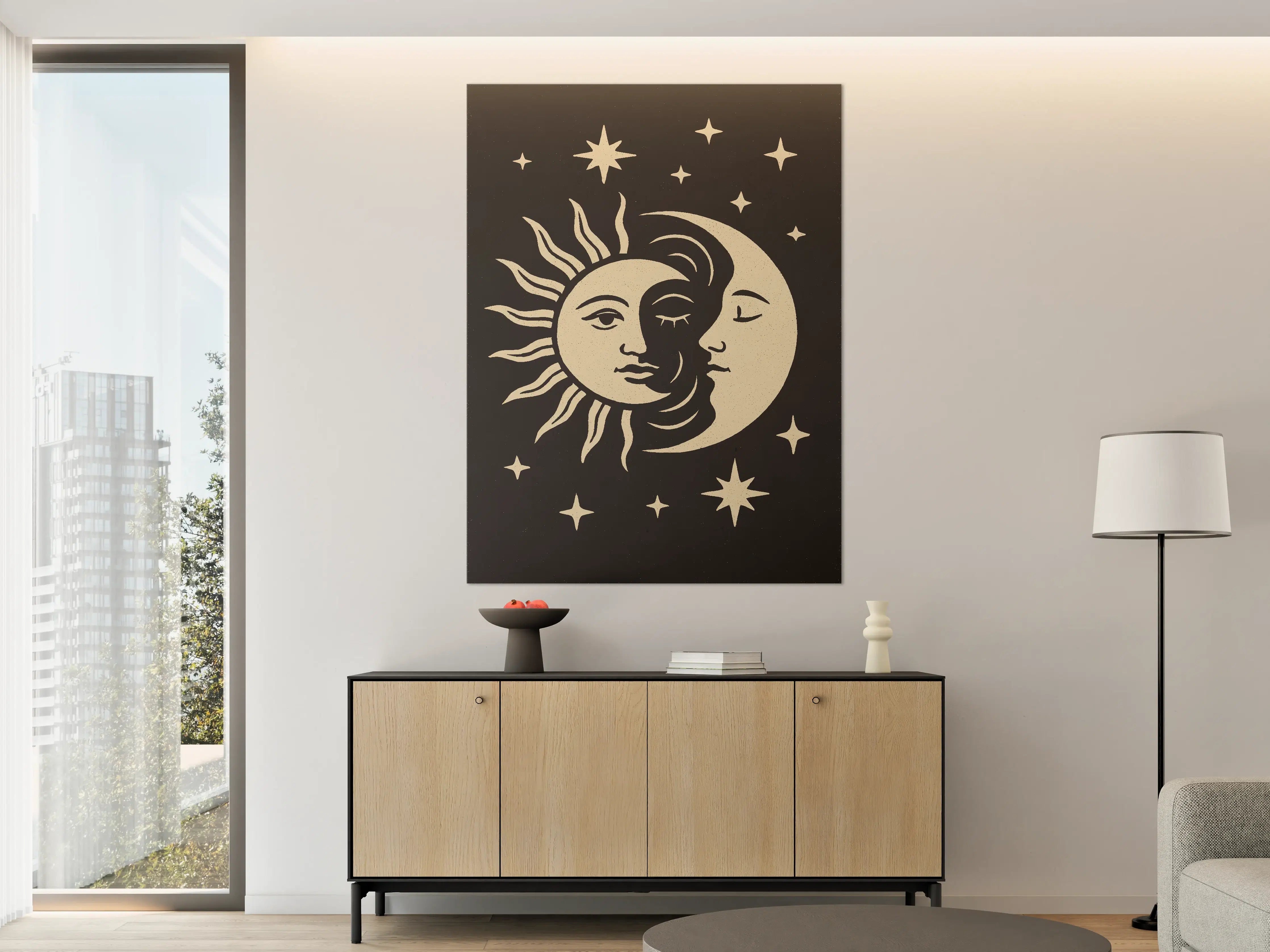 Große Wandbilder - Mystische Sonnen-Mond-Stern-Konstellation