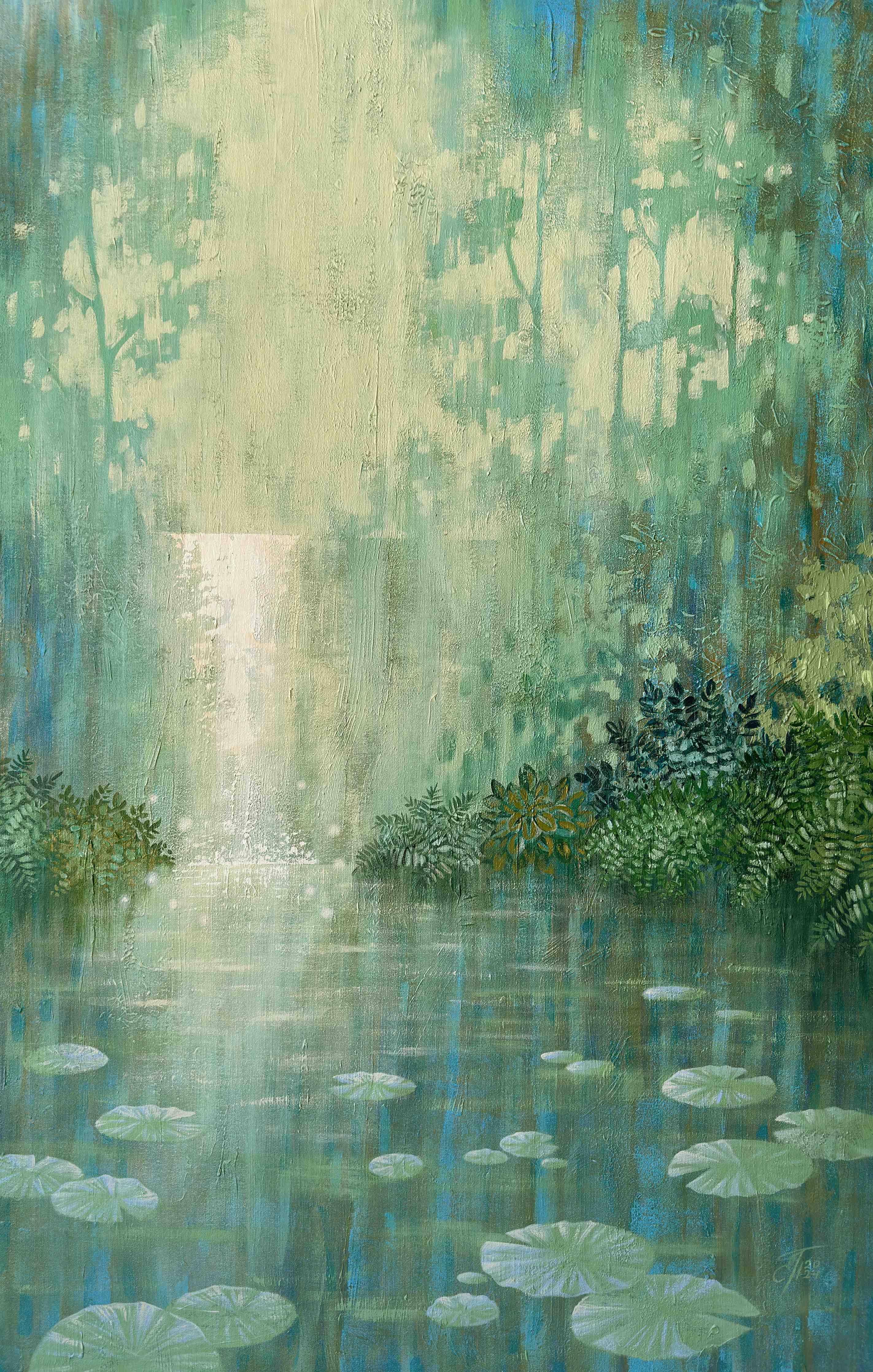 Große Wandbilder-Mystische Wasserlandschaft mit Seerosen