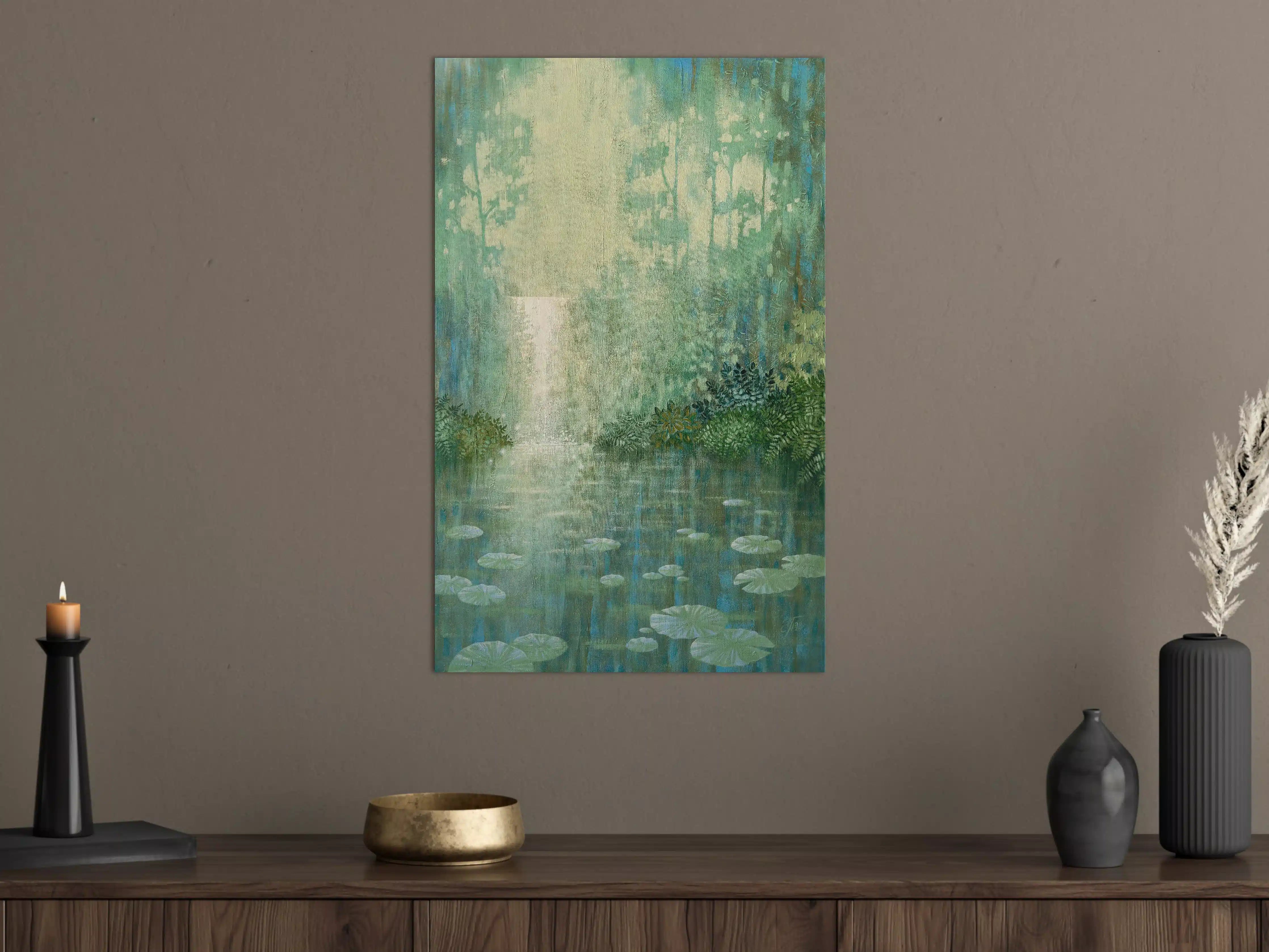 Große Wandbilder - Mystische Wasserlandschaft mit Seerosen