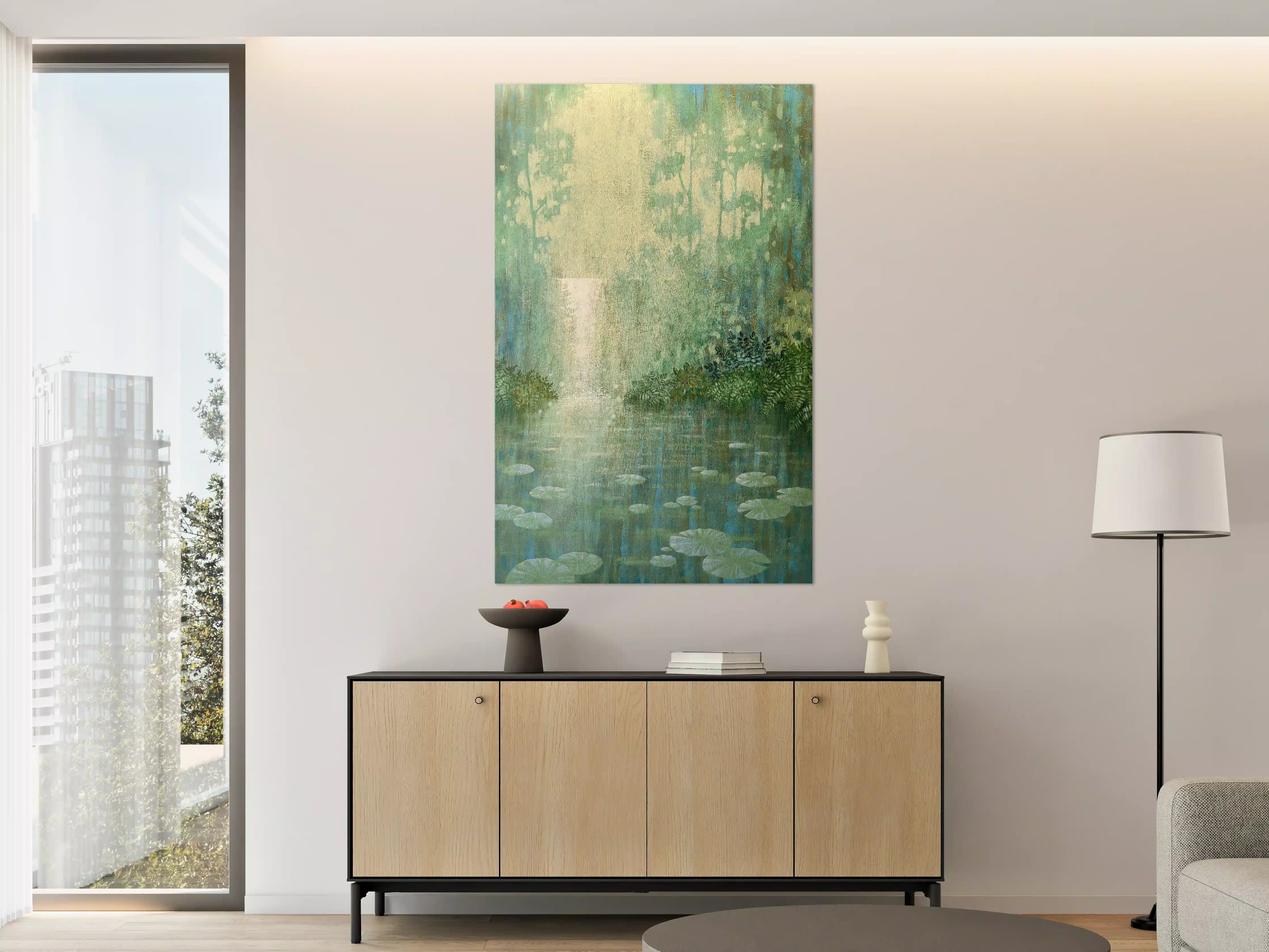 Große Wandbilder - Mystische Wasserlandschaft mit Seerosen