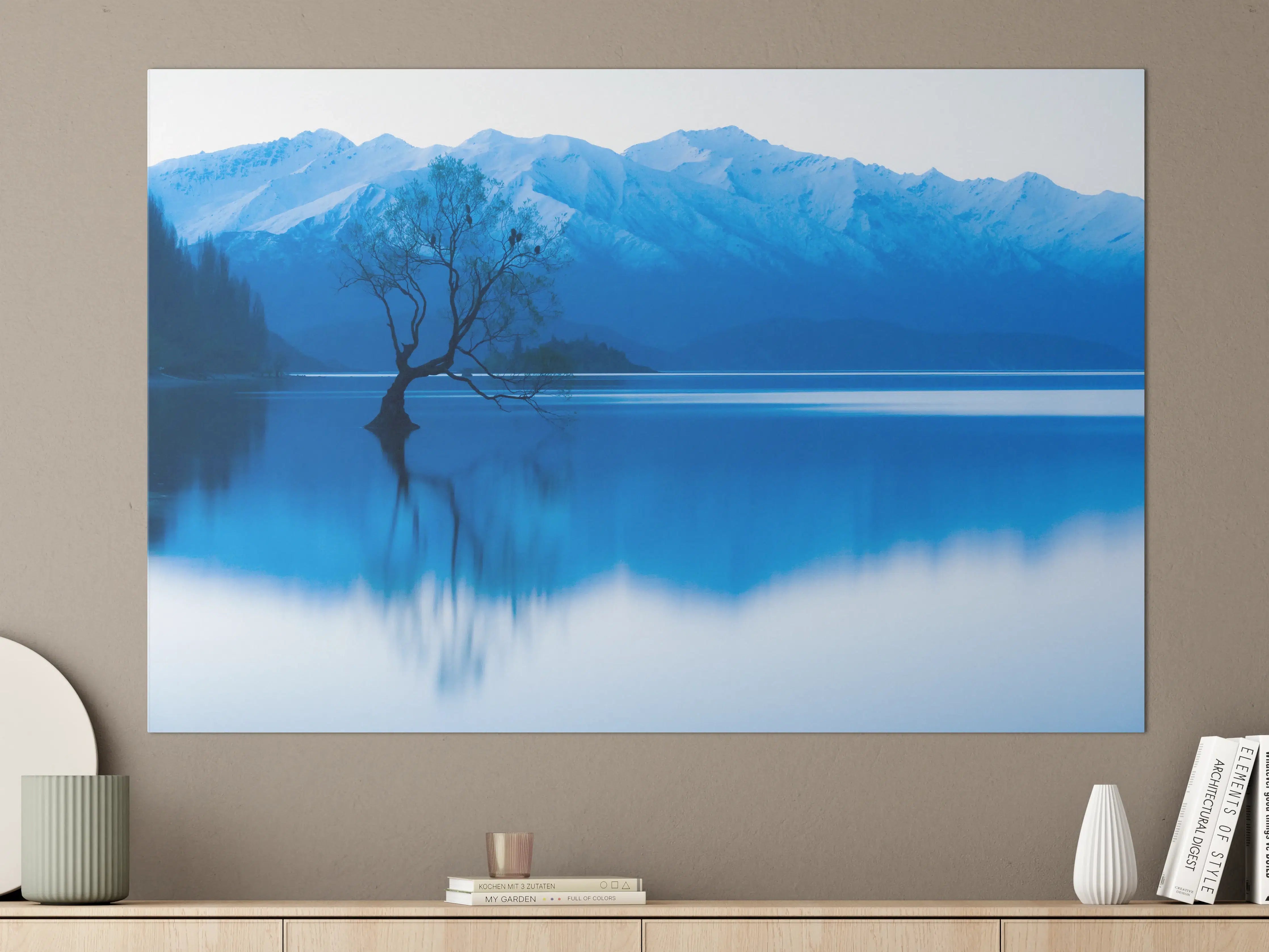 Große Wandbilder - Mystischer Bergsee in Blau