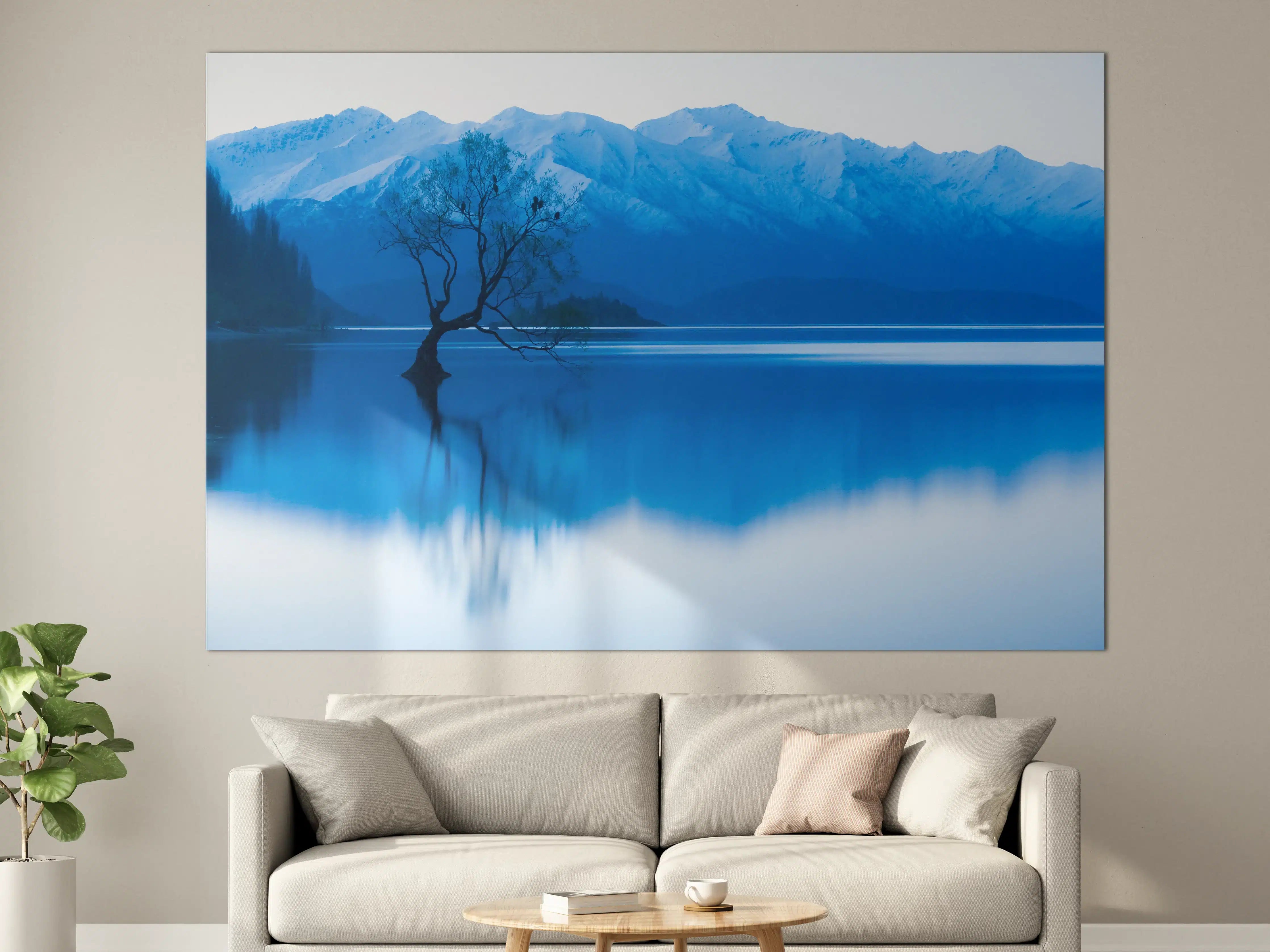 Große Wandbilder - Mystischer Bergsee in Blau