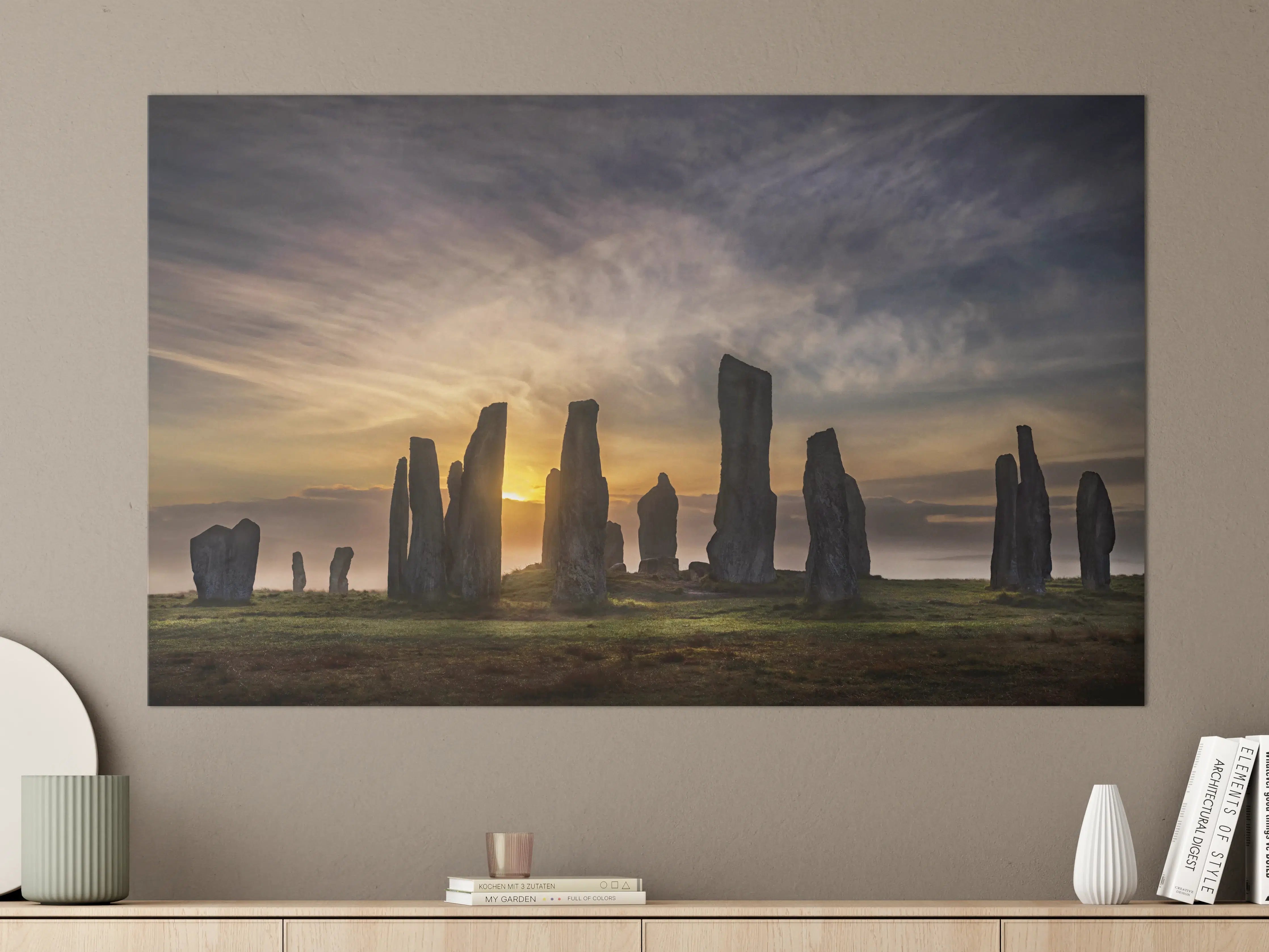 Große Wandbilder - Mystischer Sonnenaufgang über Steinkreis