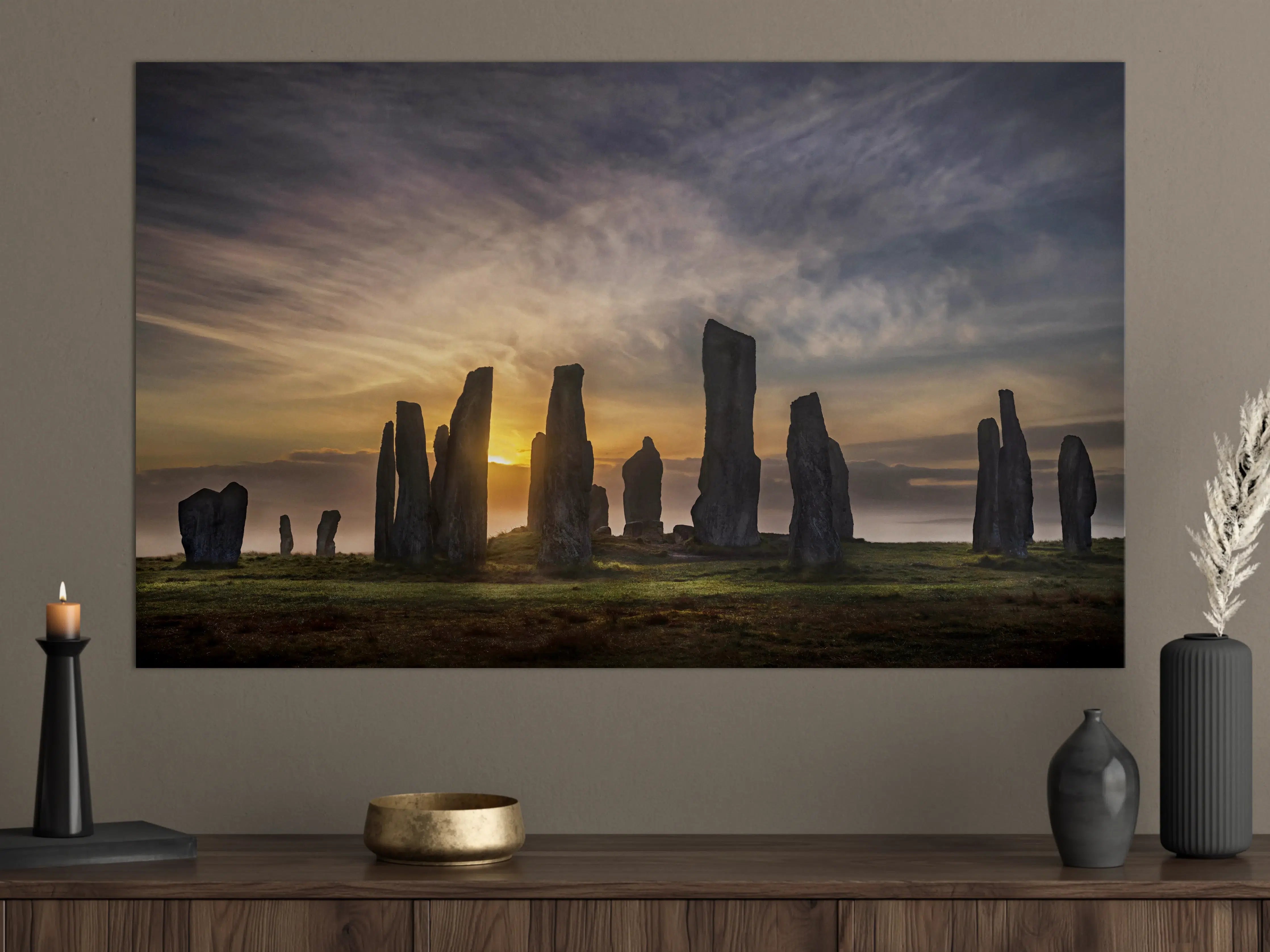 Große Wandbilder - Mystischer Sonnenaufgang über Steinkreis