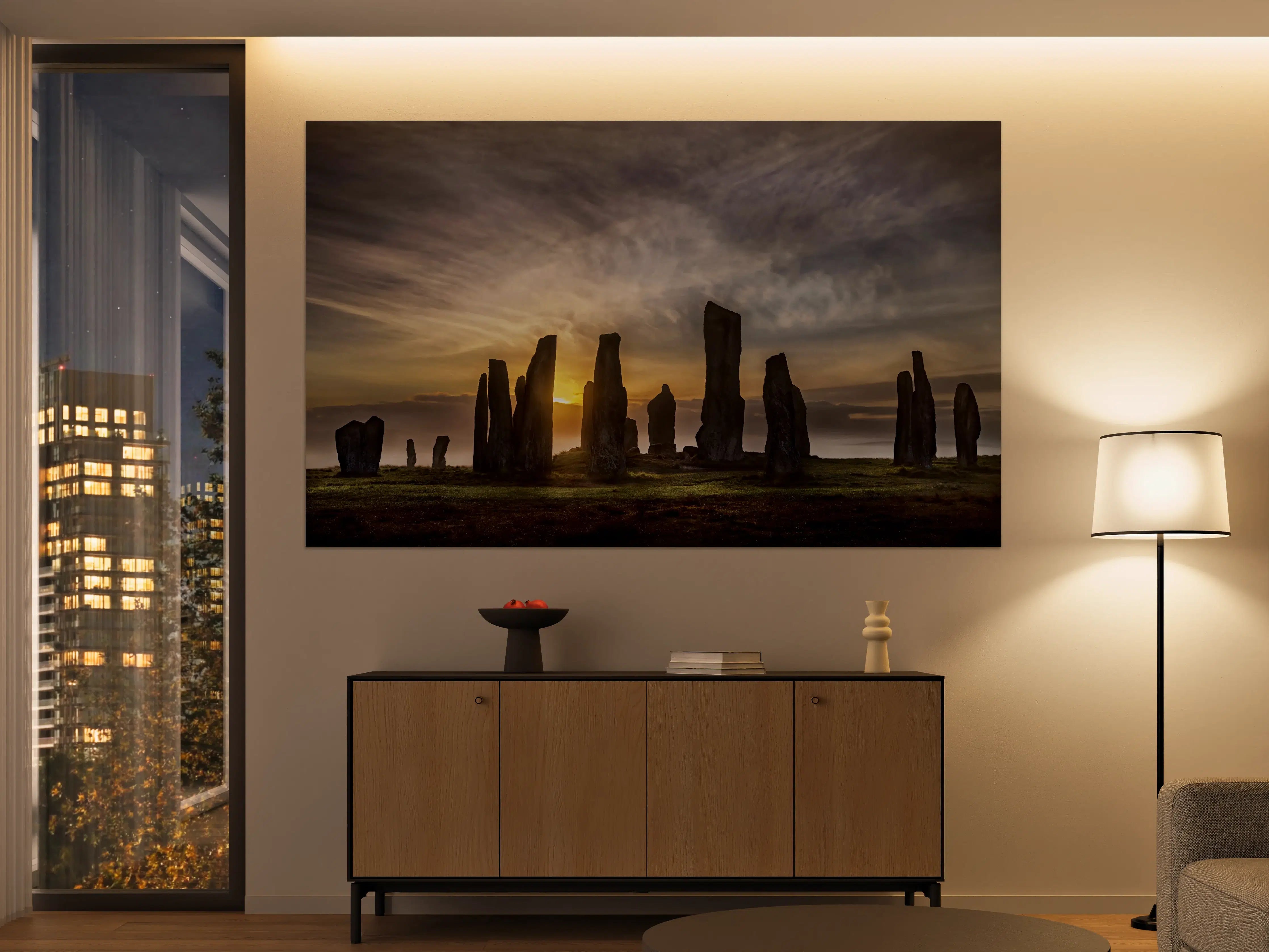 Große Wandbilder - Mystischer Sonnenaufgang über Steinkreis