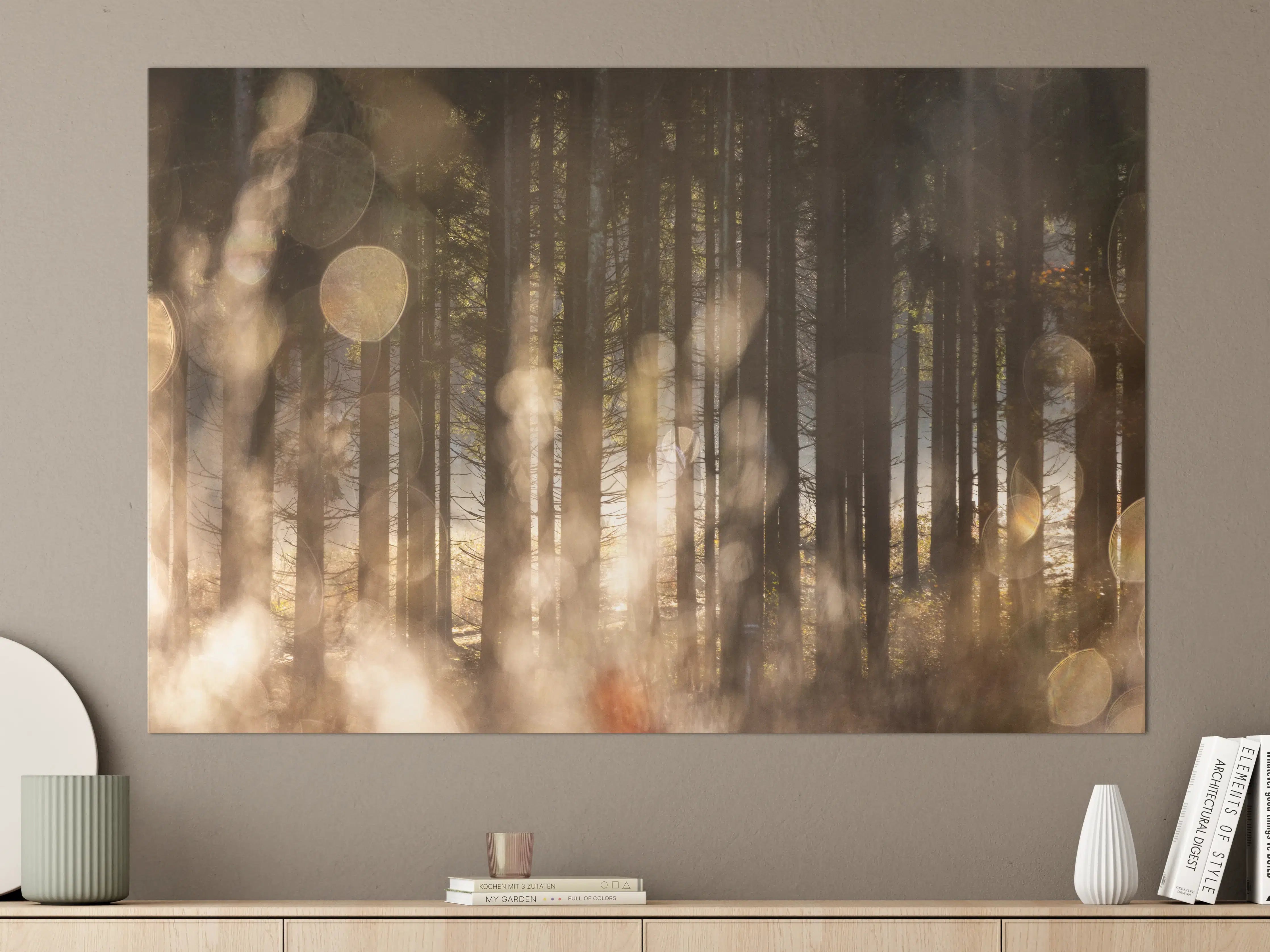 Große Wandbilder - Mystischer Waldboden mit Sonnenlicht-Effekten