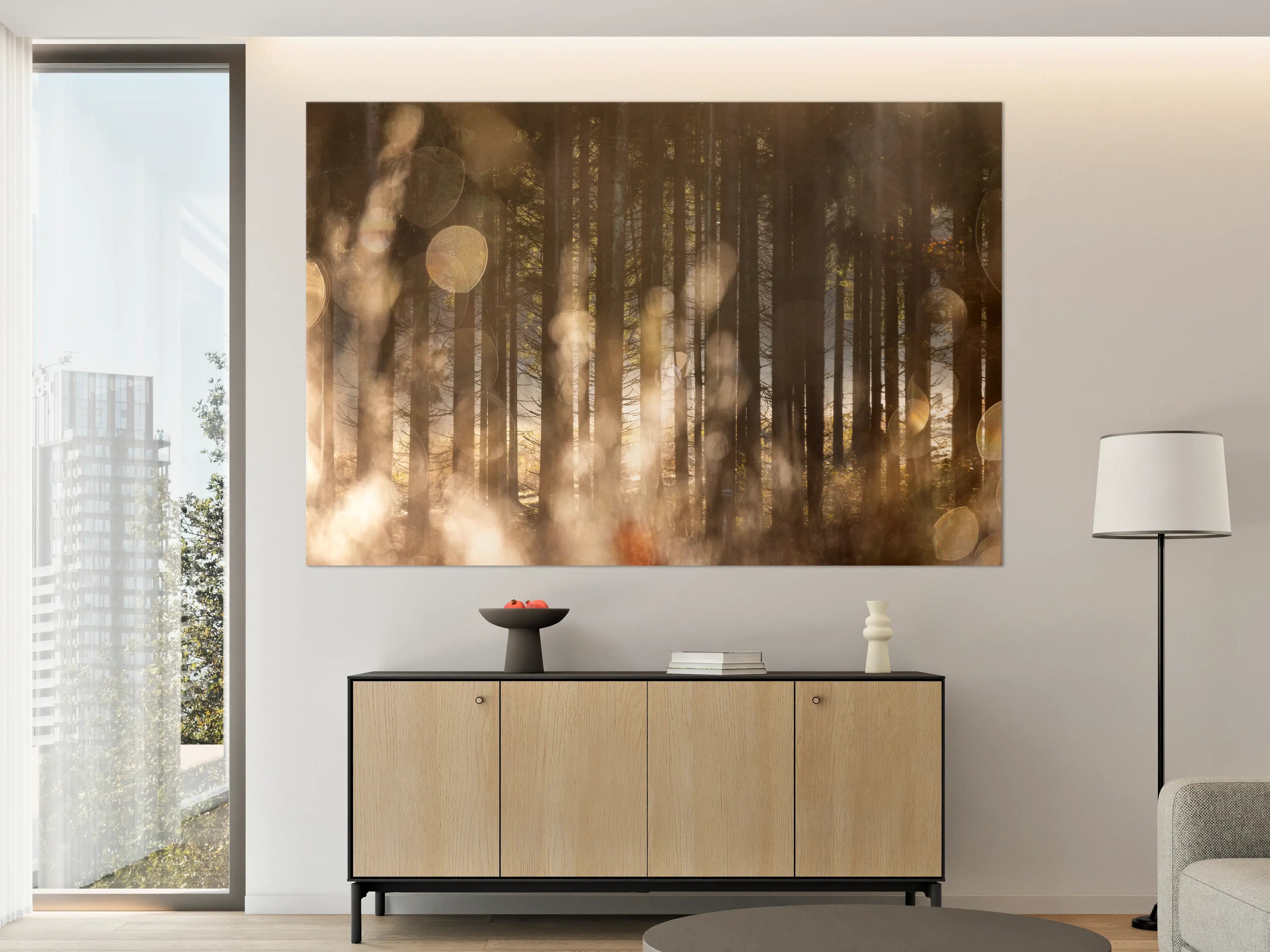 Große Wandbilder - Mystischer Waldboden mit Sonnenlicht-Effekten
