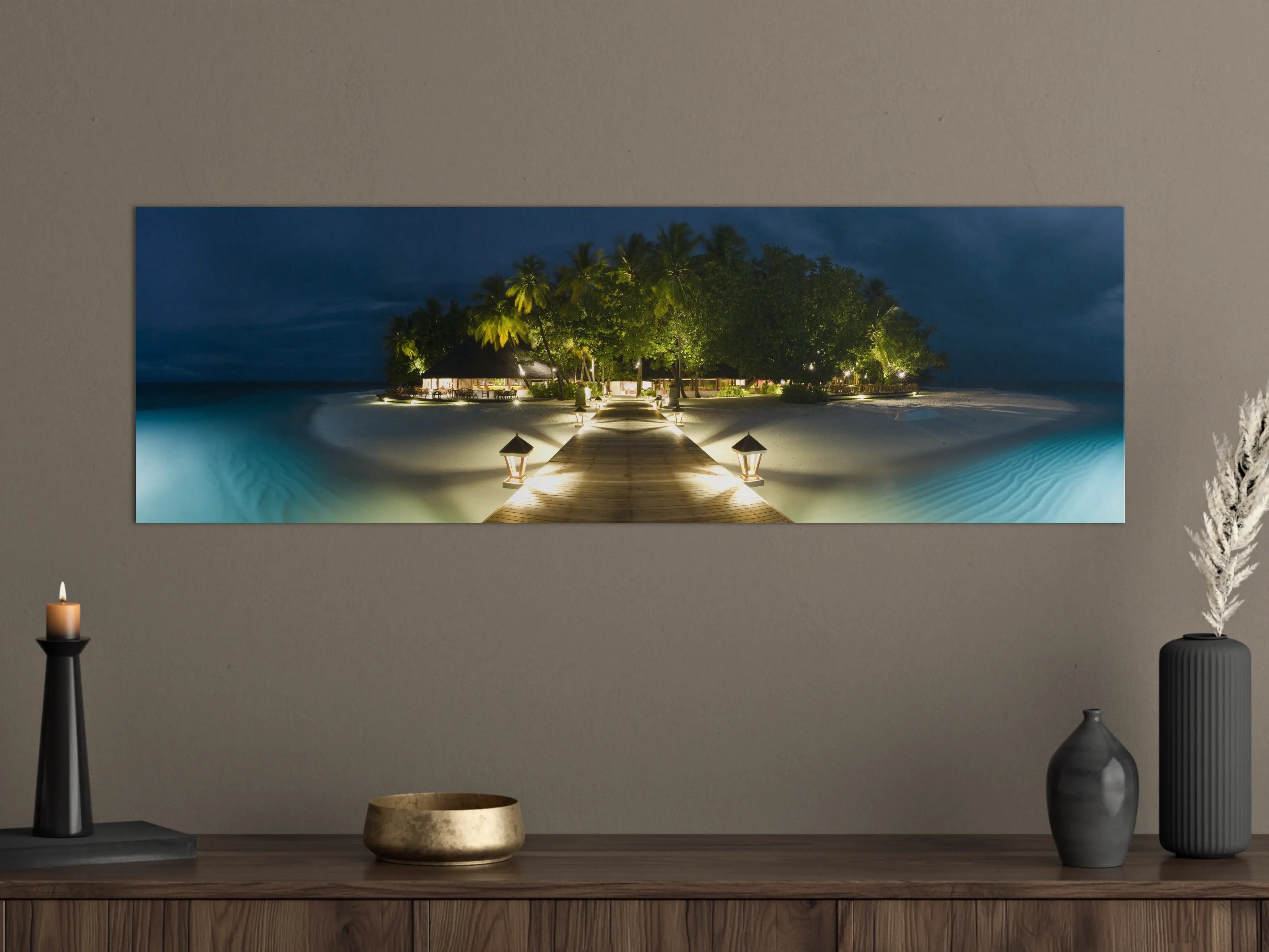 Große Wandbilder - Nachtpanorama von Ihuru Island