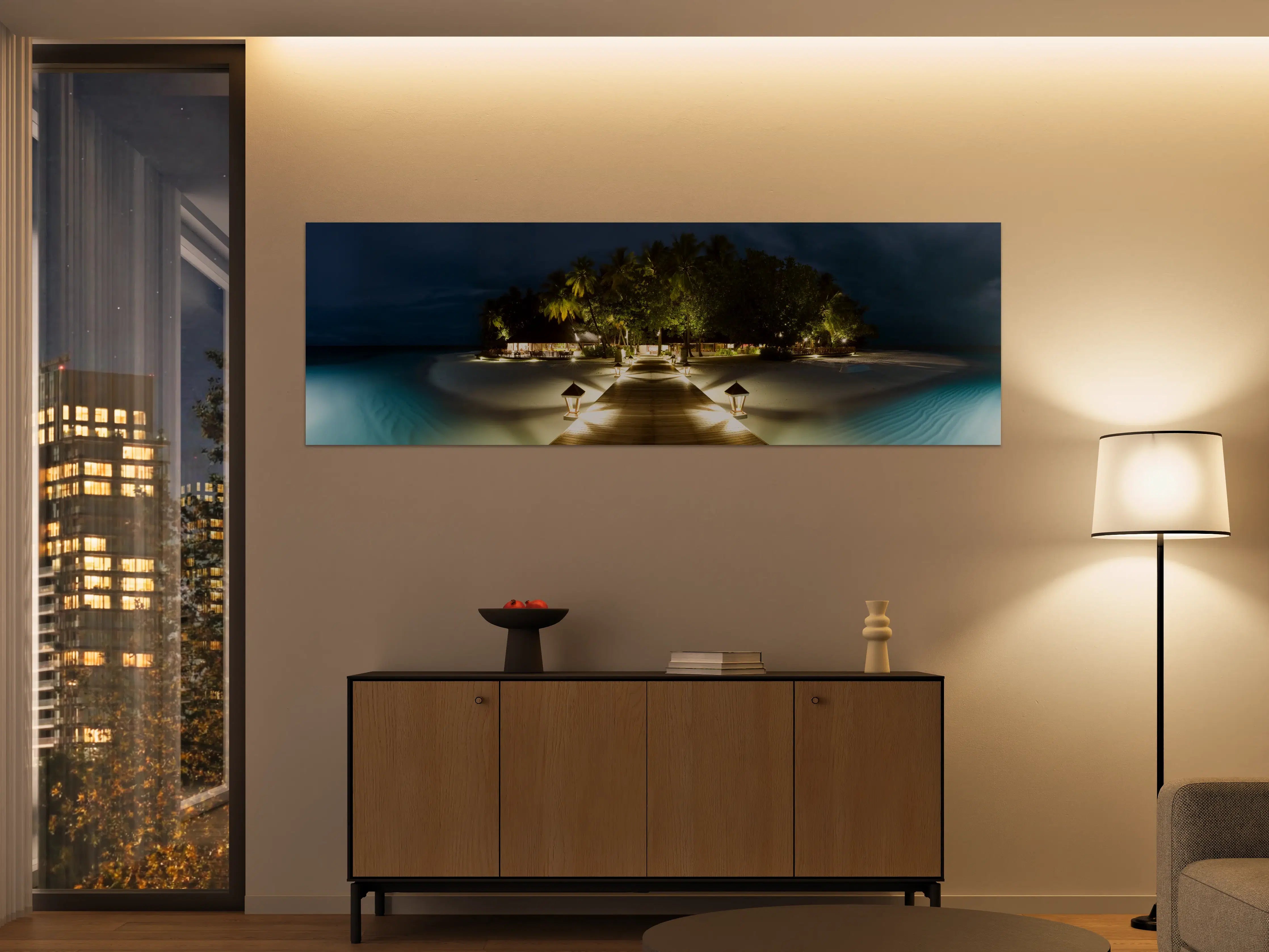 Große Wandbilder - Nachtpanorama von Ihuru Island
