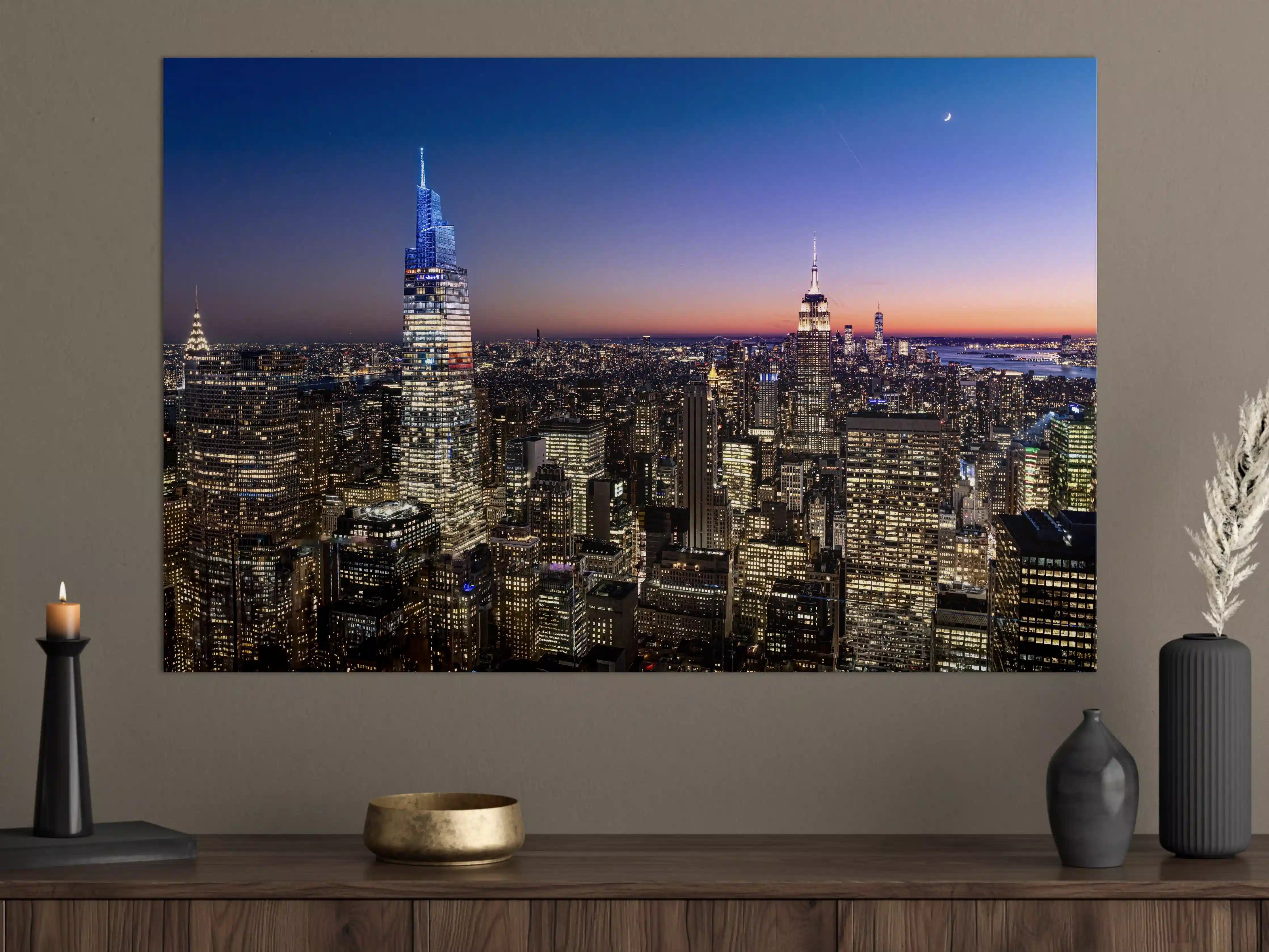 Große Wandbilder - Nachtstadt New York bei Sonnenuntergang