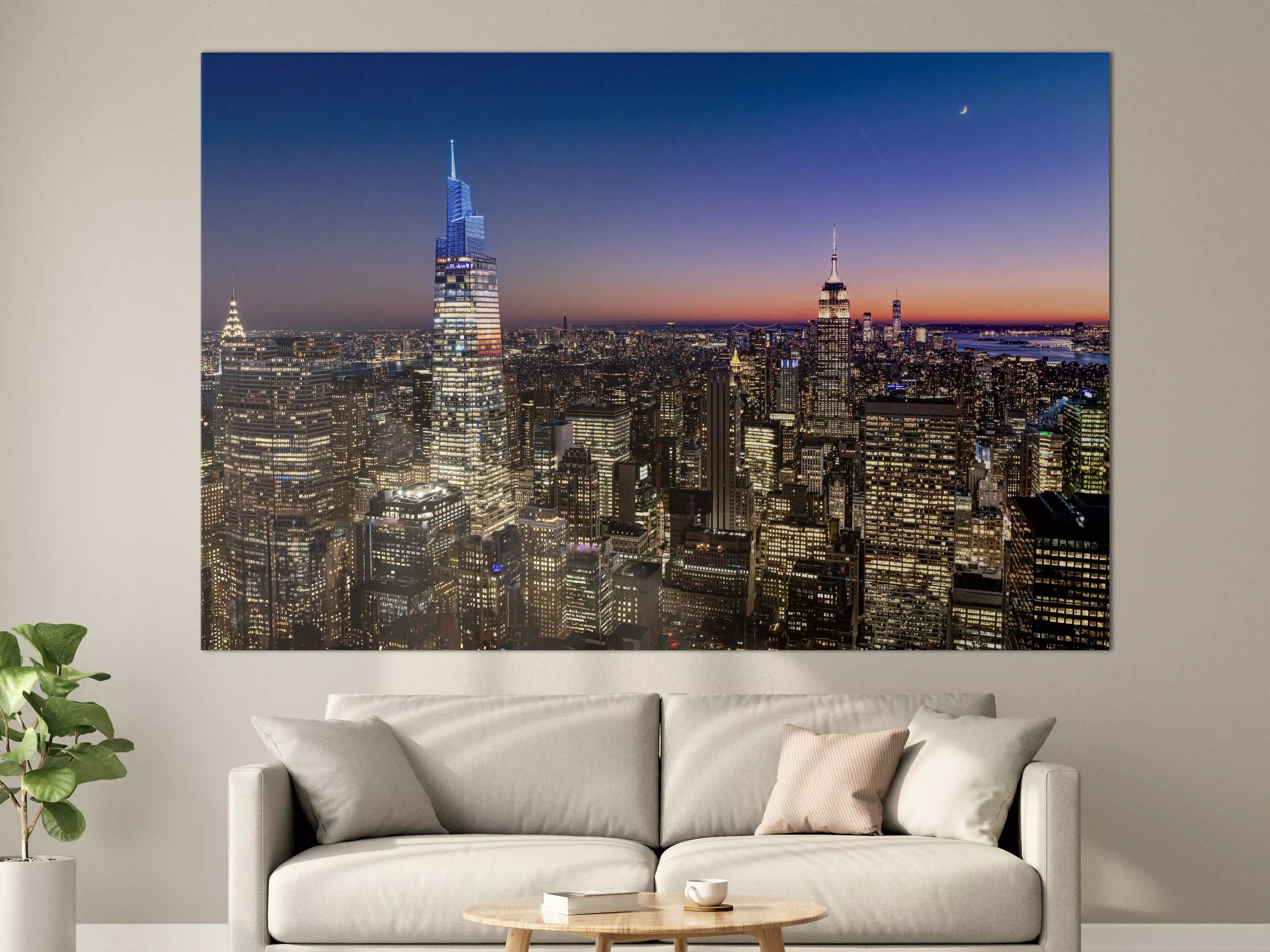 Große Wandbilder - Nachtstadt New York bei Sonnenuntergang