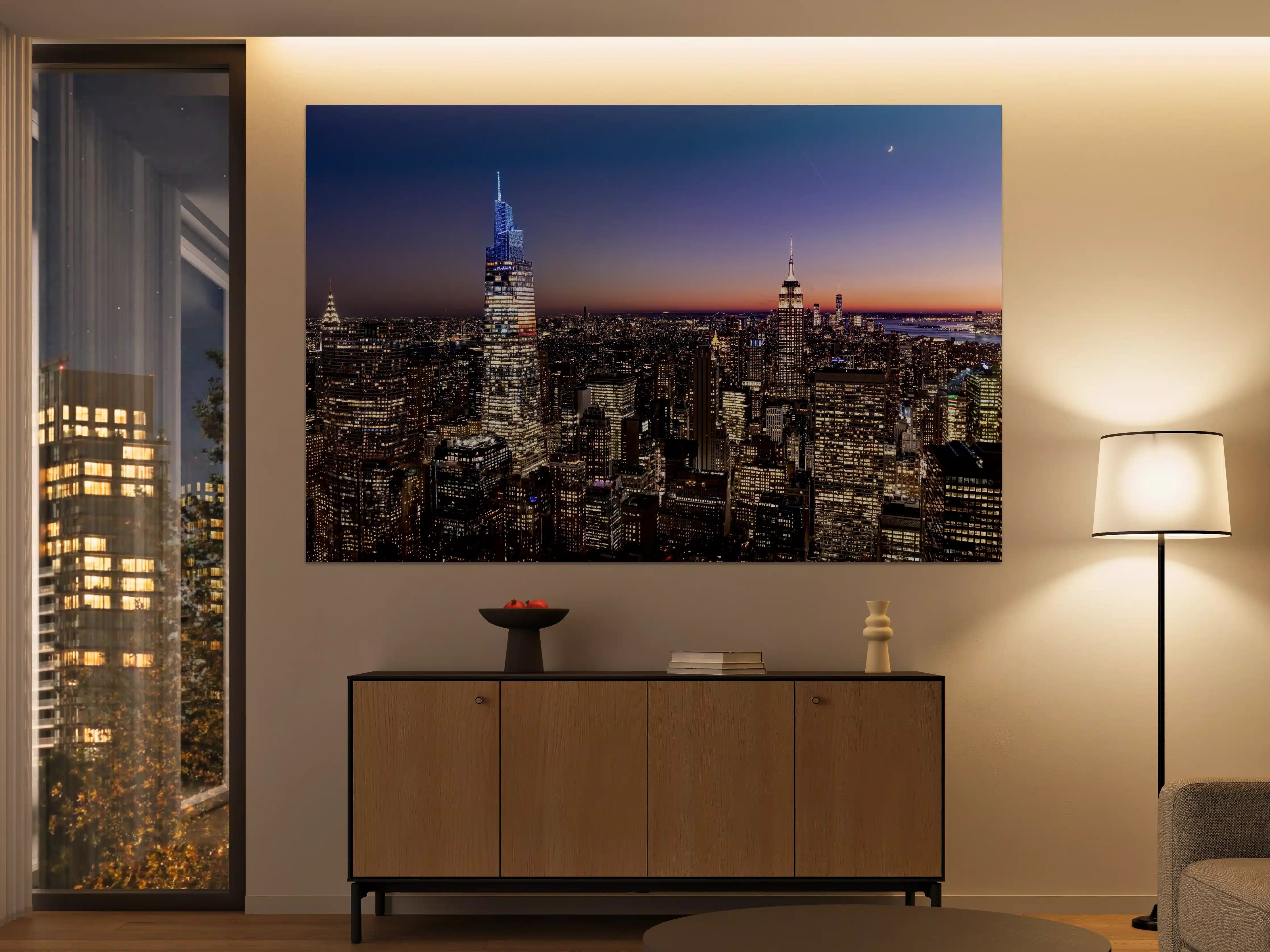 Große Wandbilder - Nachtstadt New York bei Sonnenuntergang
