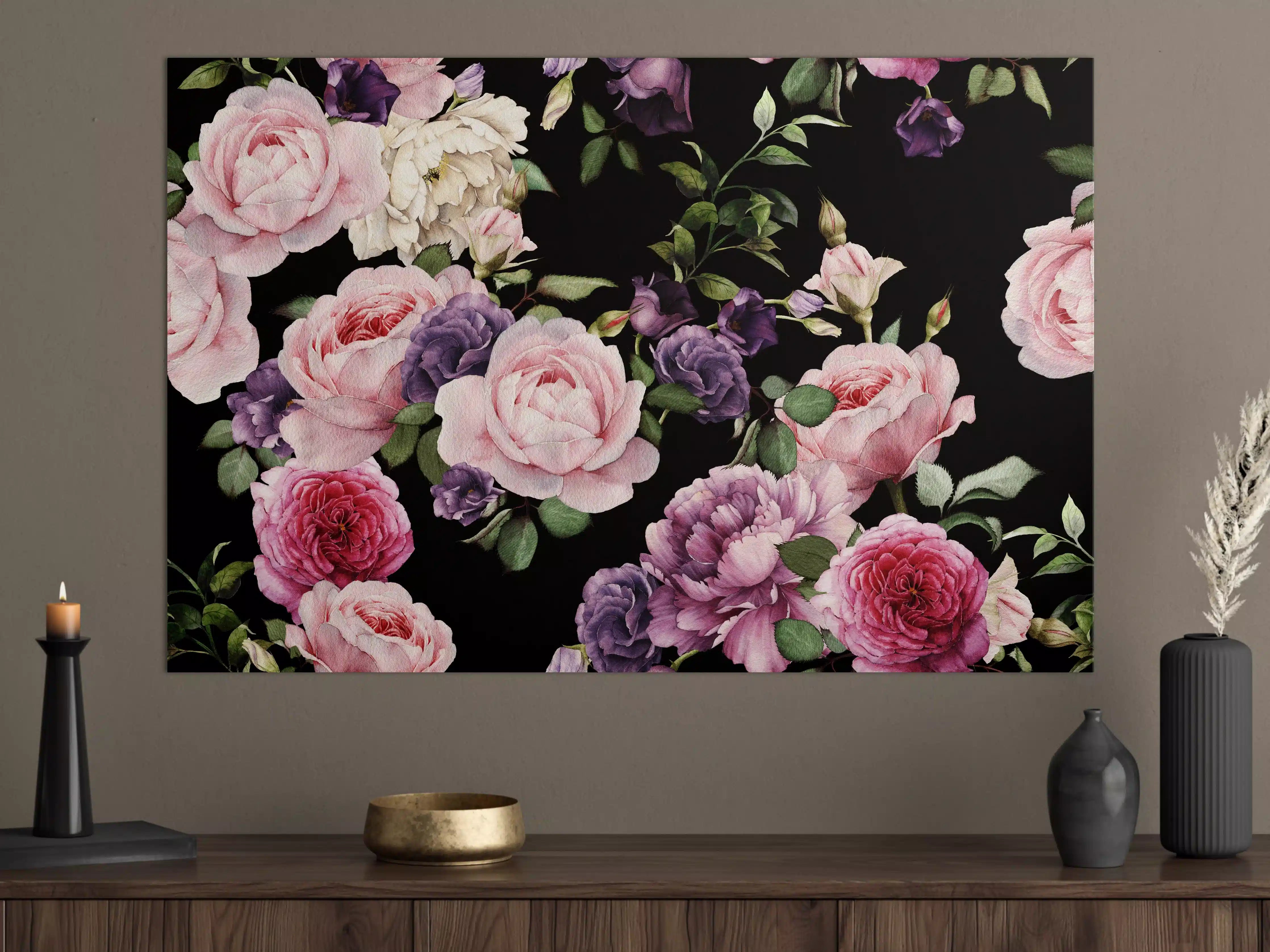 Große Wandbilder - Nahtloses florales Muster mit Rosen