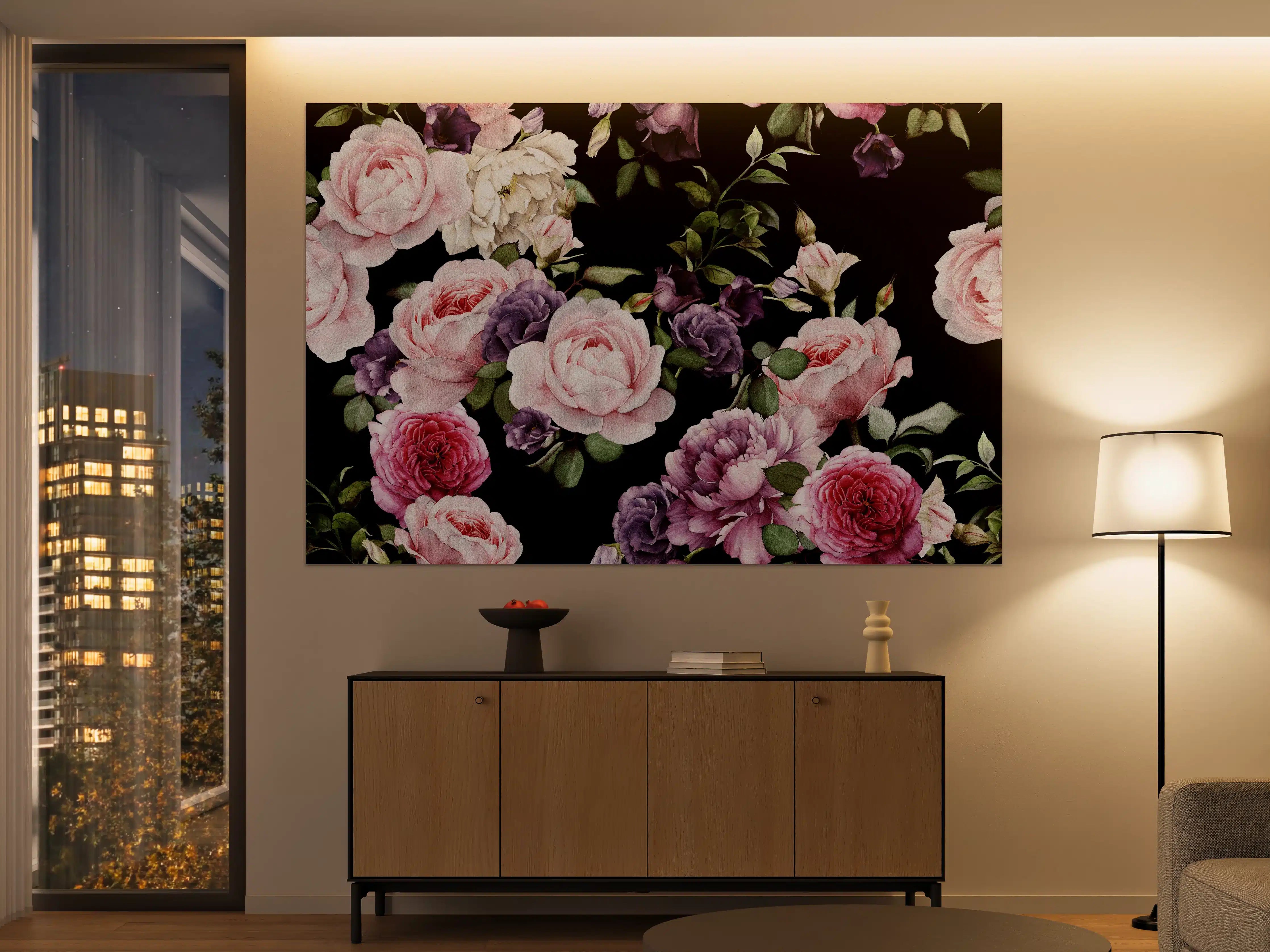 Große Wandbilder - Nahtloses florales Muster mit Rosen
