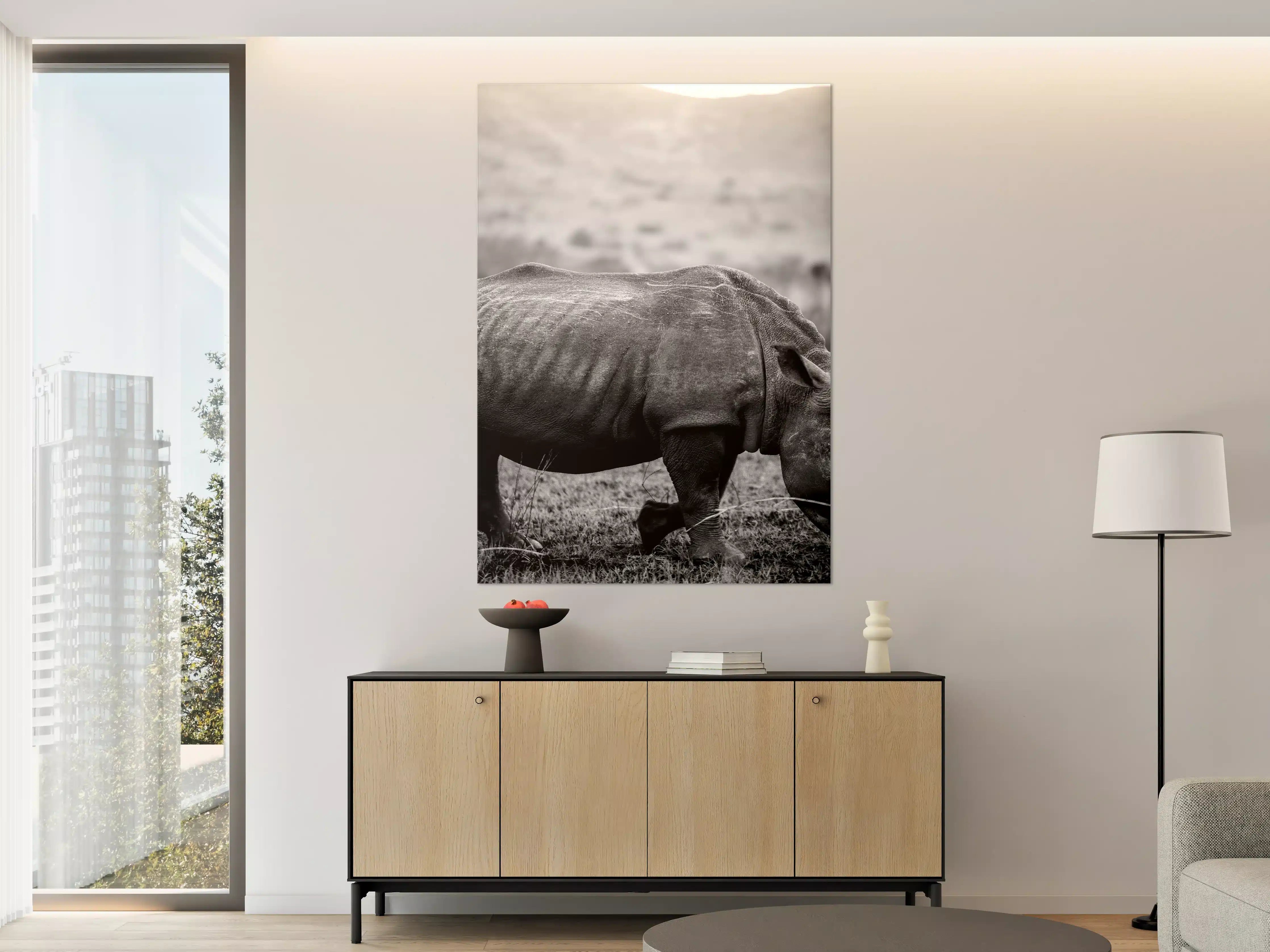 Große Wandbilder - Nashorn - schwarz-weiß