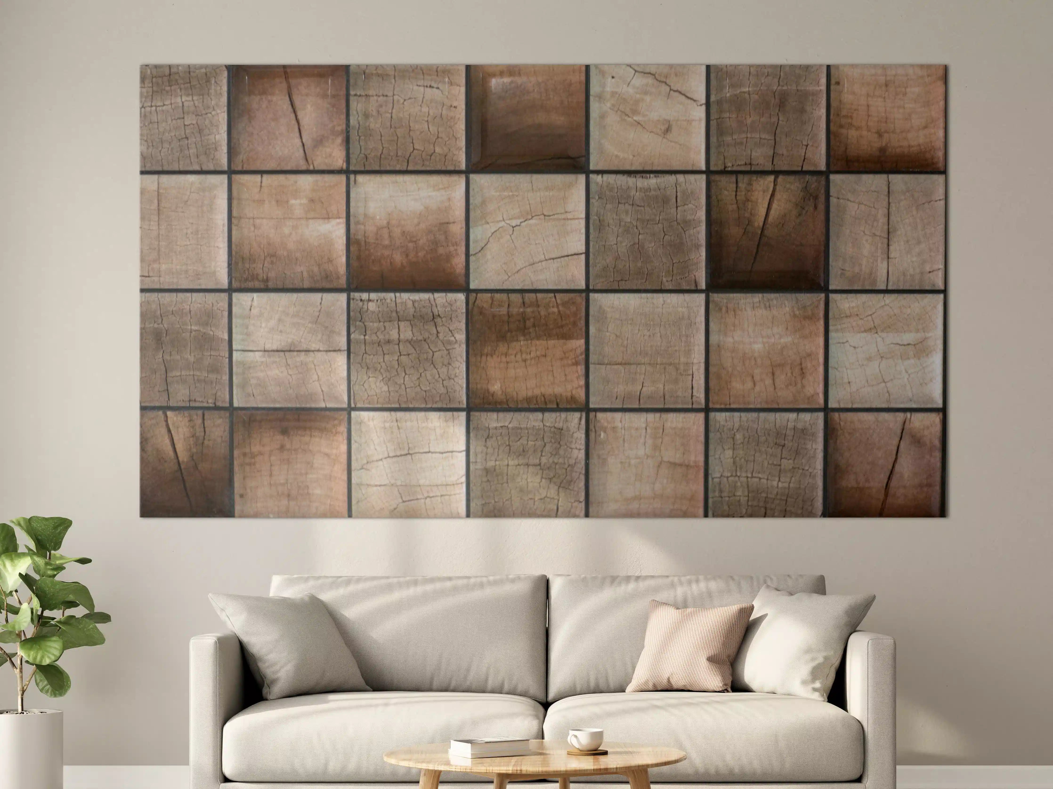Große Wandbilder - Natürliche Holzmaserung in quadratischer Anordnung